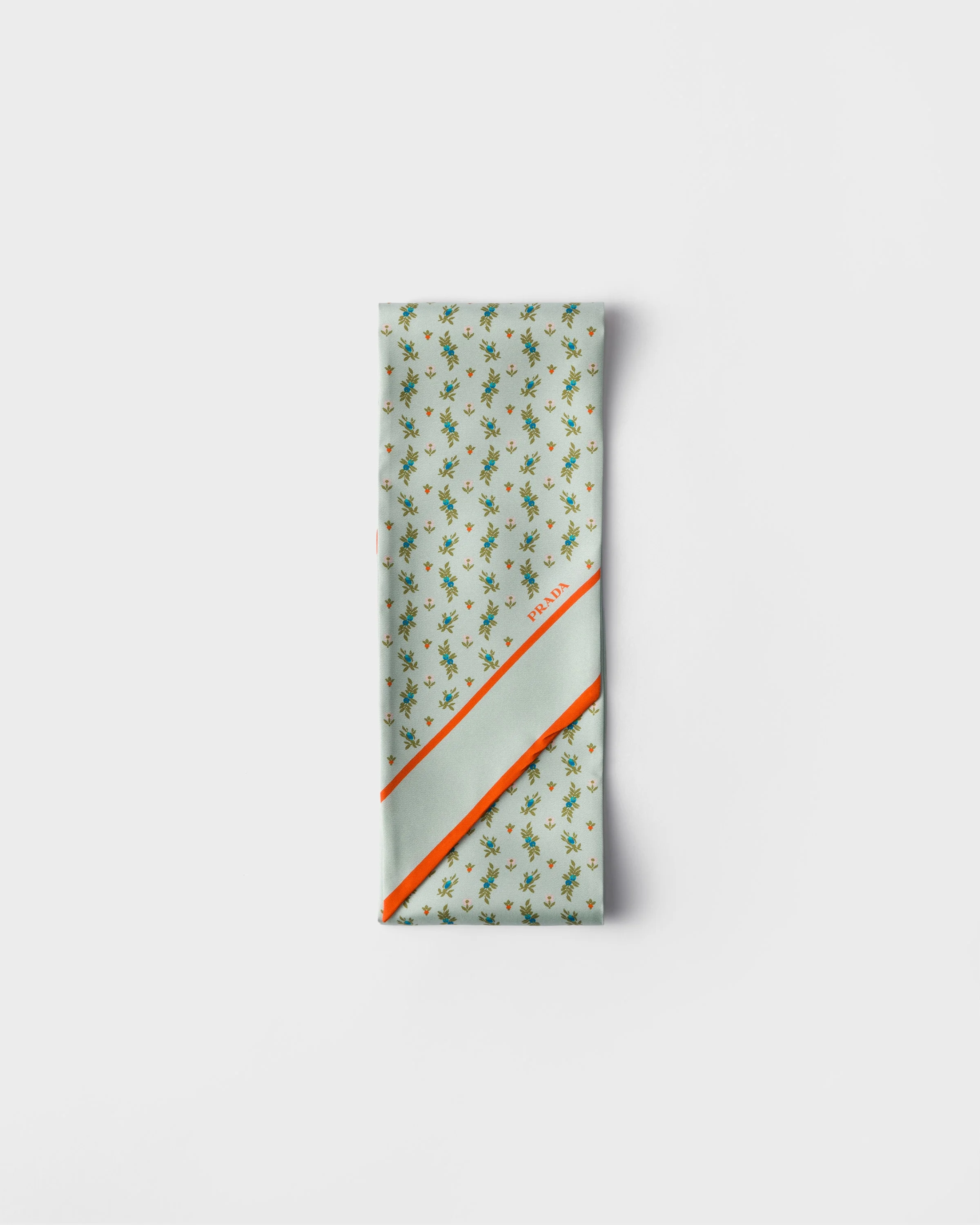 Printed silk twill skinny scarf - 1