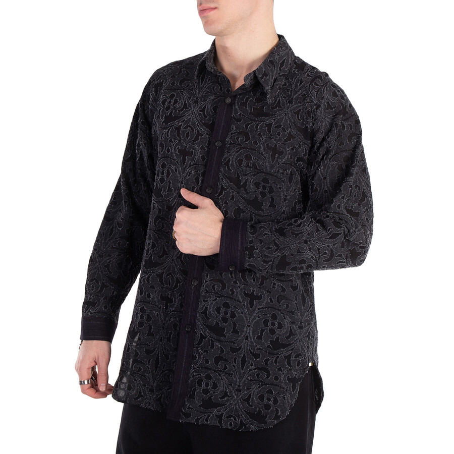 Yohji Yamamoto Men's A-Jq Cotton Blend Shirt - 2