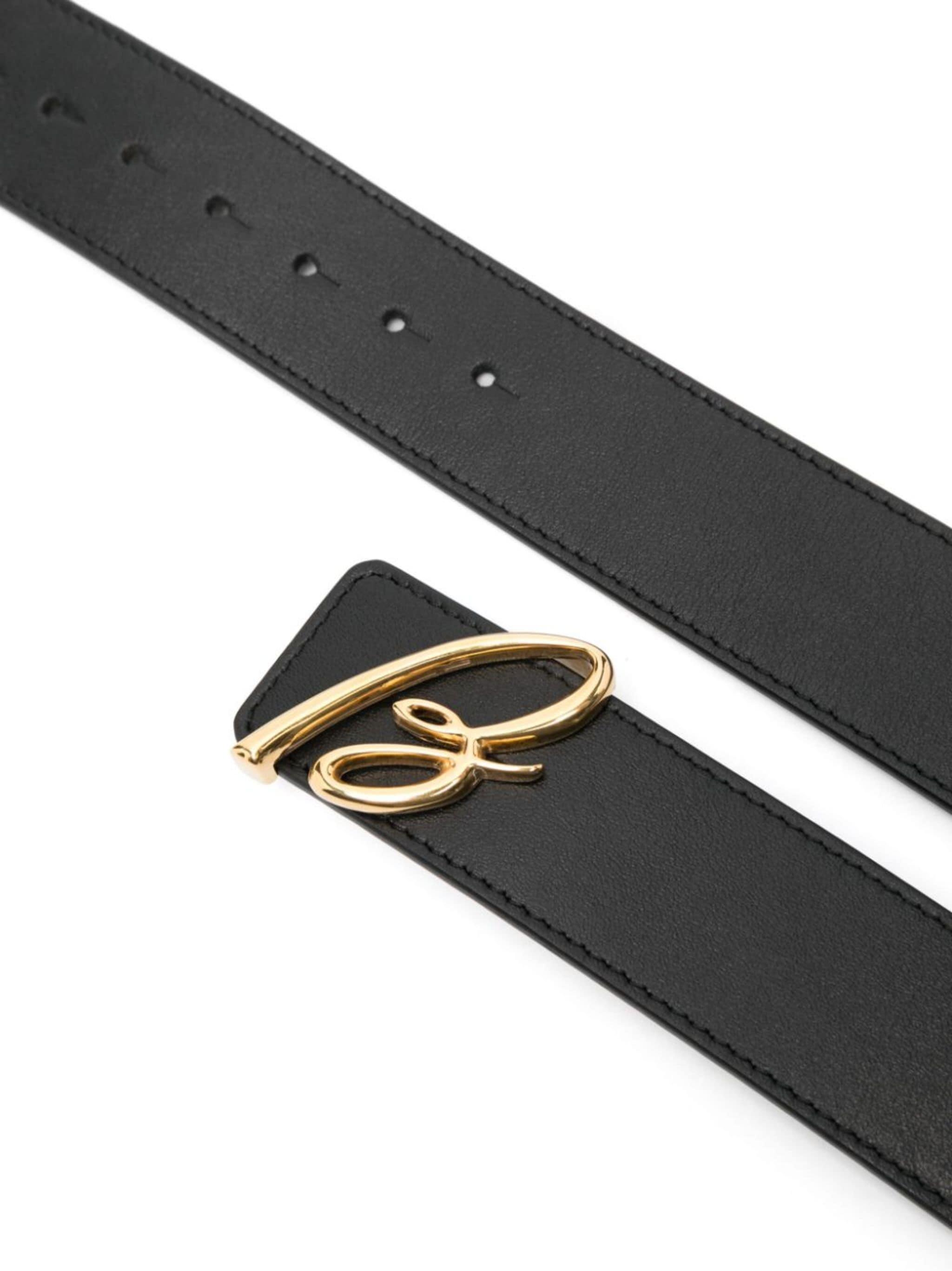 logo-buckle leather belt - 2