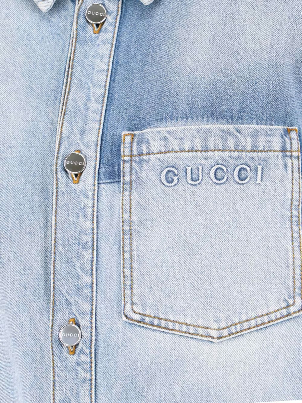GG-jacquard denim shirt - 3