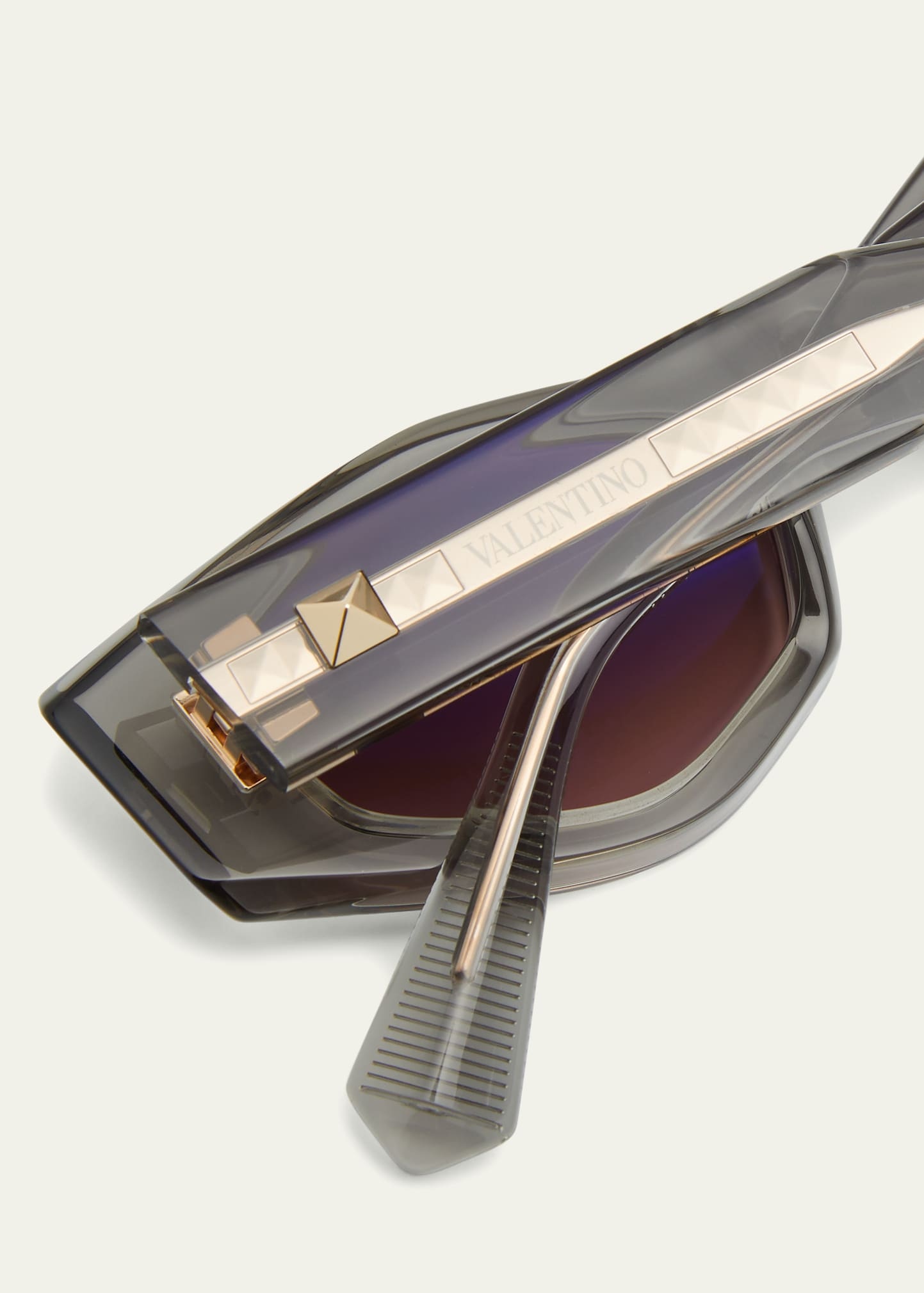 Tre Geometric Acetate & Titanium Oval Sunglasses - 5