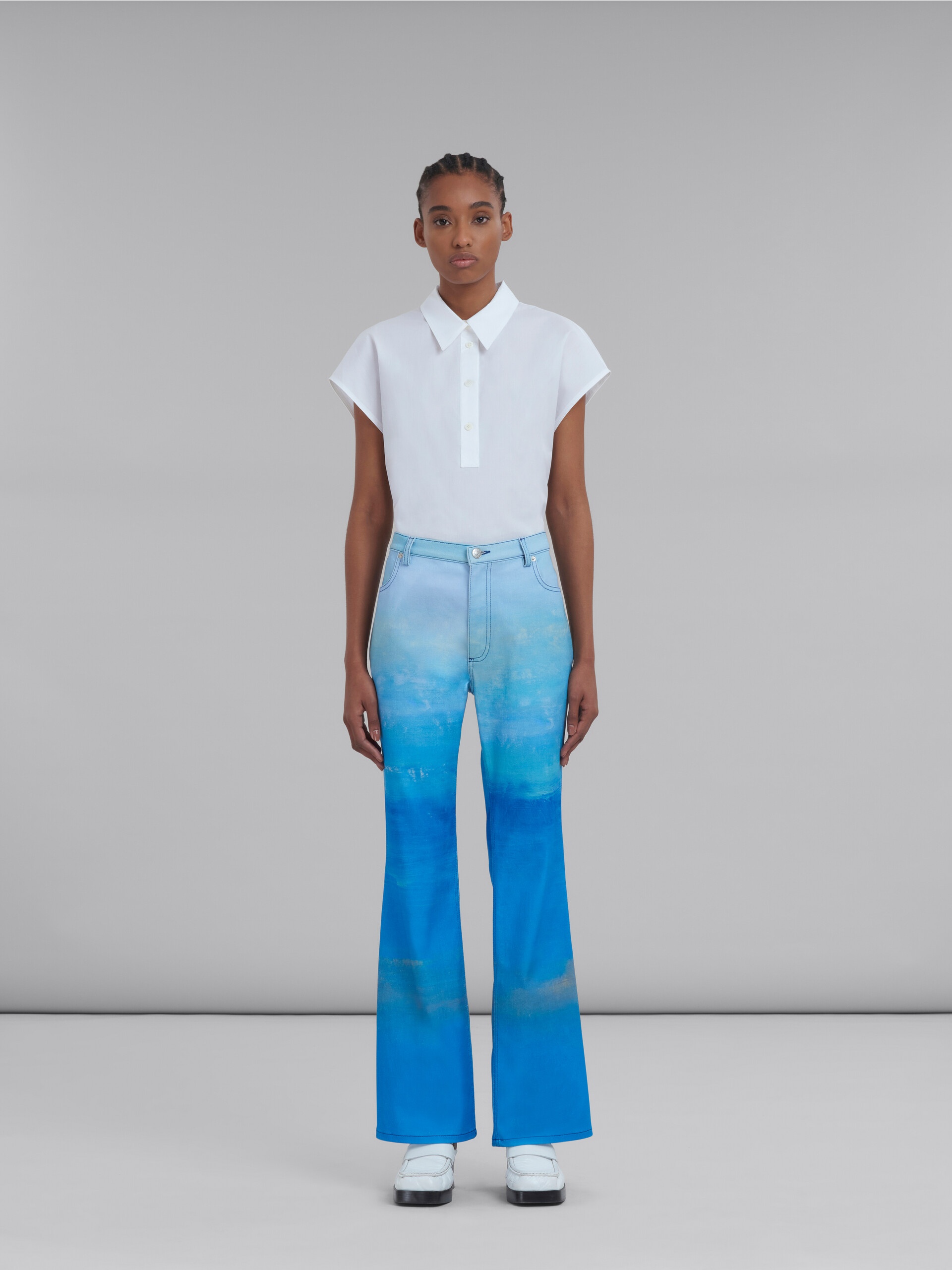 BLUE DENIM TROUSERS WITH NOTTE GIORNO PRINT - 2