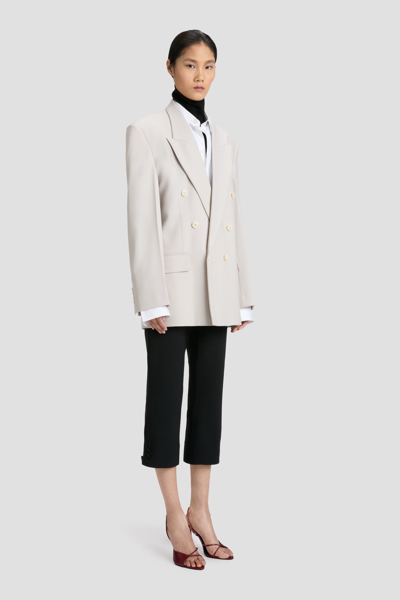 Relaxed Double Breasted Jacket In Pumice - 5