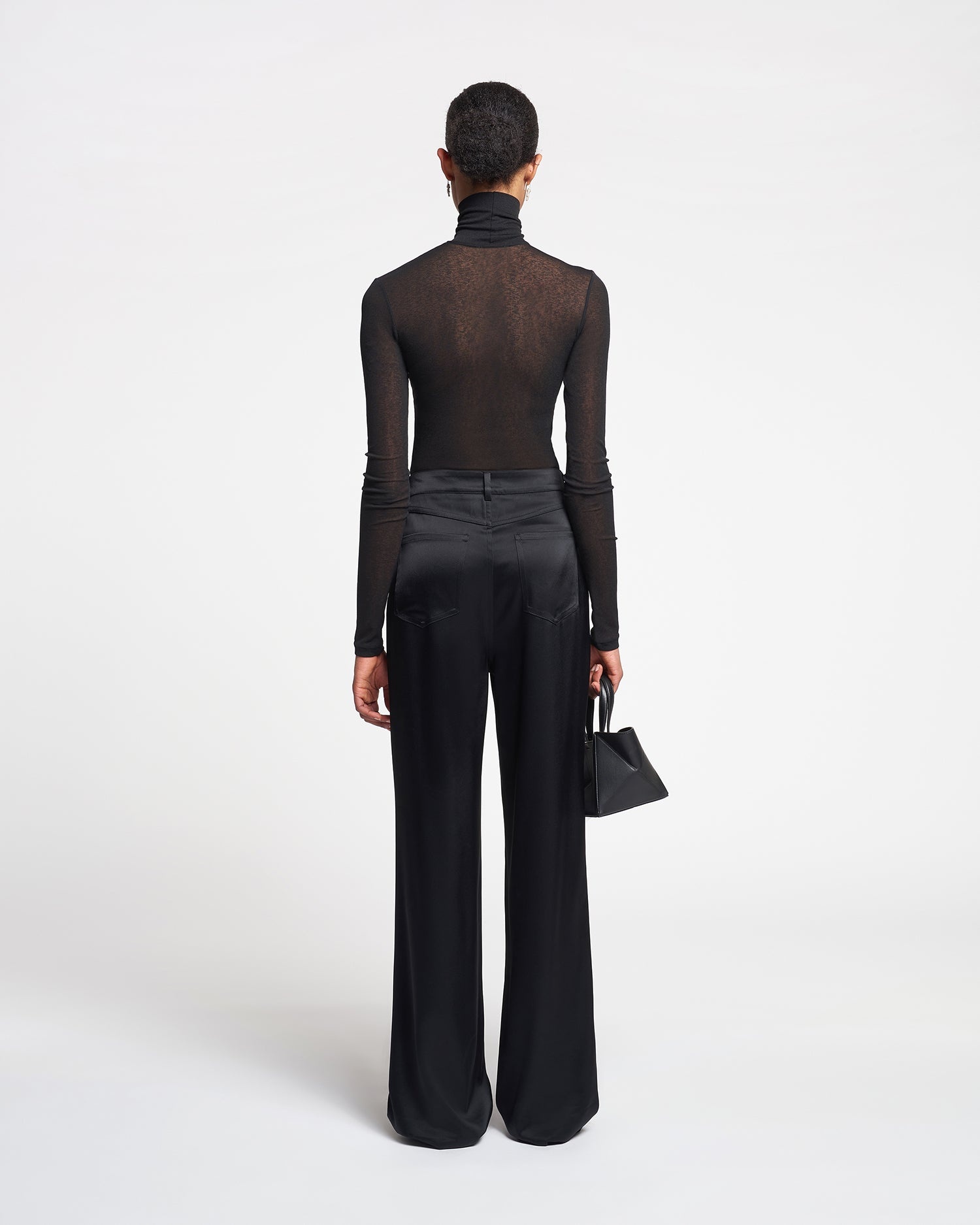 Mesh-Jersey Turtleneck Top - 4
