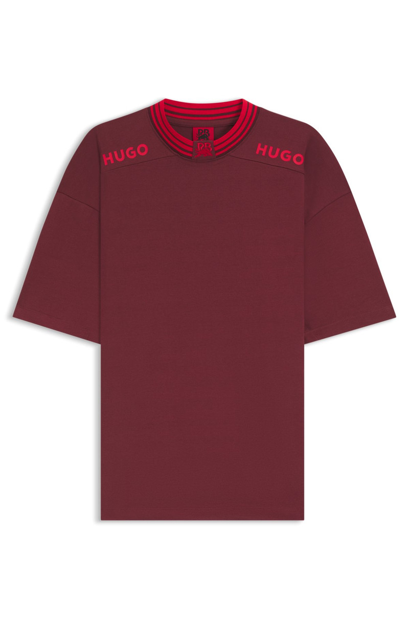 HUGO X RB COTTON T-SHIRT WITH TIPPING AND LOGOS 1