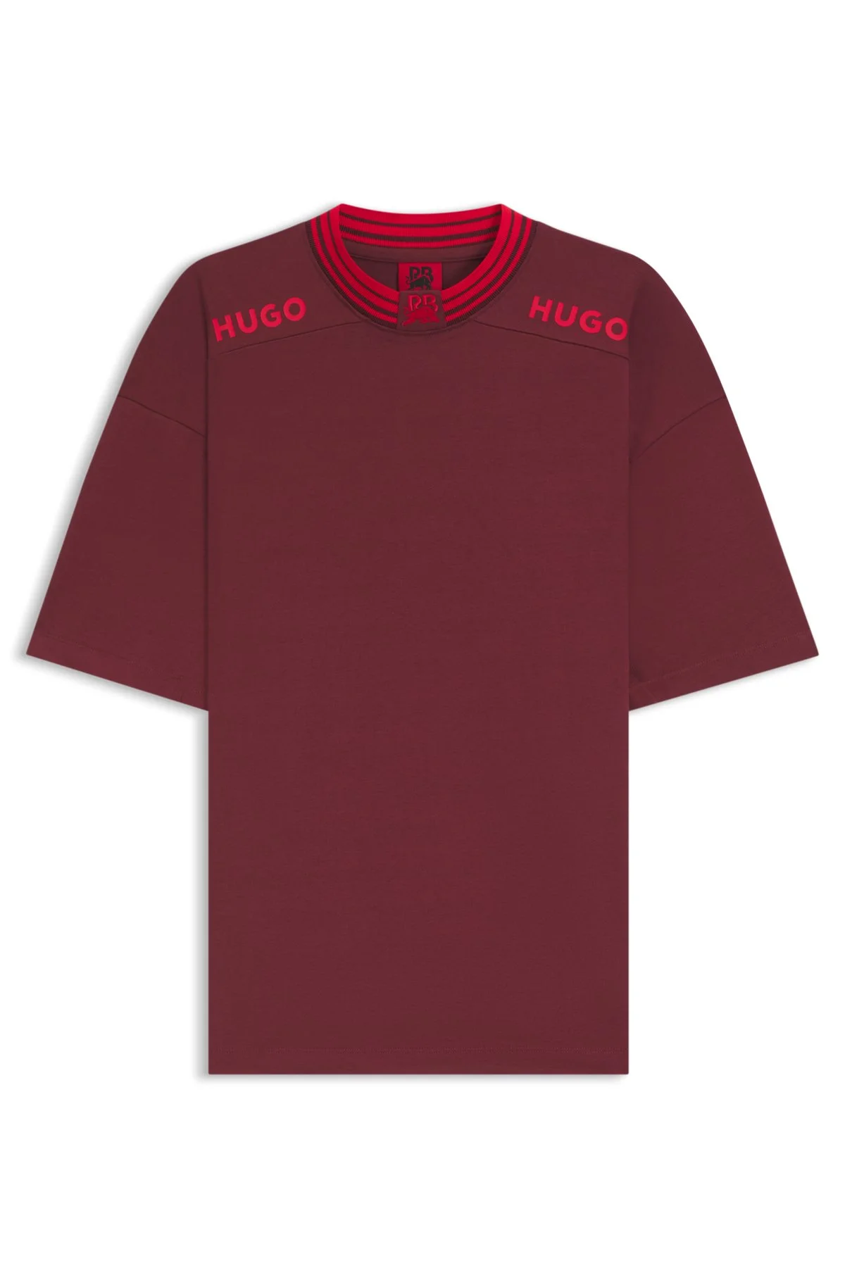 HUGO X RB COTTON T-SHIRT WITH TIPPING AND LOGOS - 1