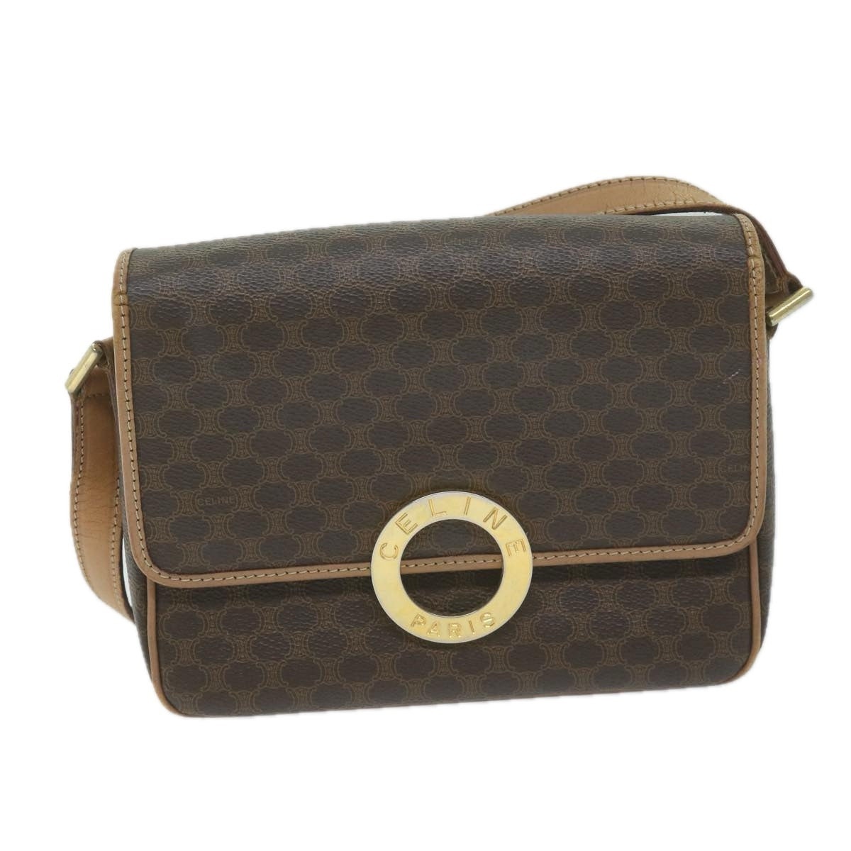 CELINE Macadam Canvas Shoulder Bag Pvc Brown - 13