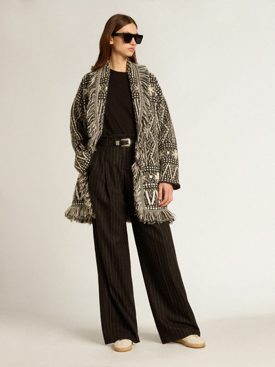 Golden Goose Cardigan with belt and dark gray Fair Isle pattern outlook