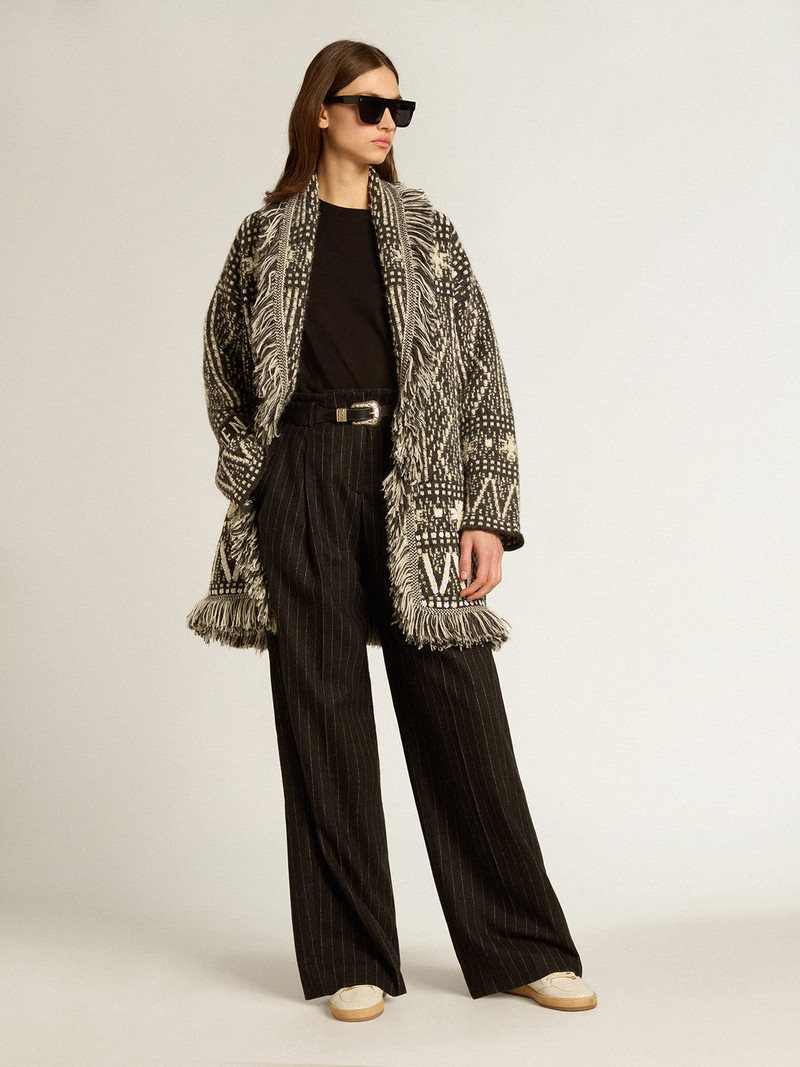 Golden Goose Cardigan with belt and dark gray Fair Isle pattern outlook