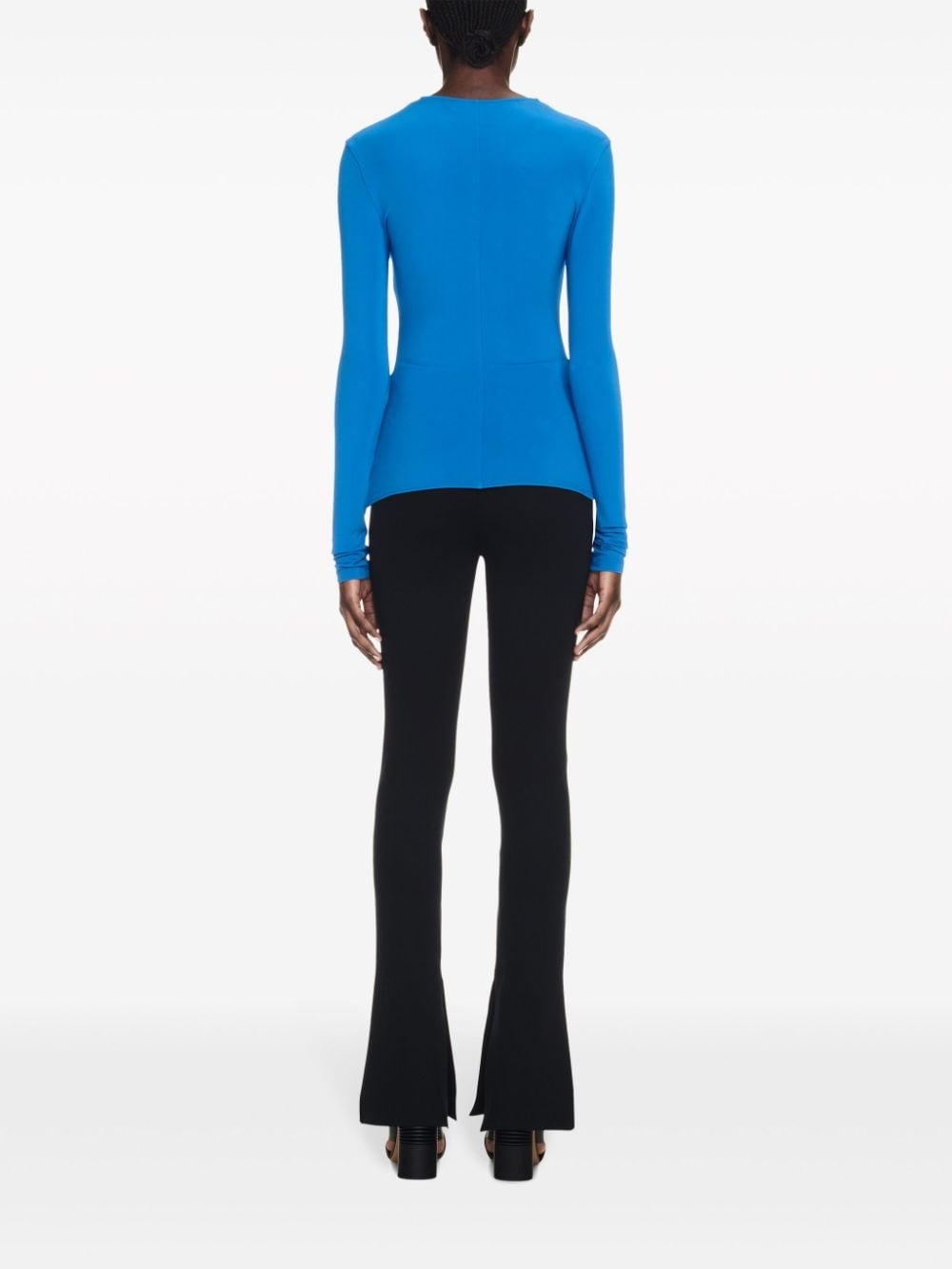 logo-print draped top - 4