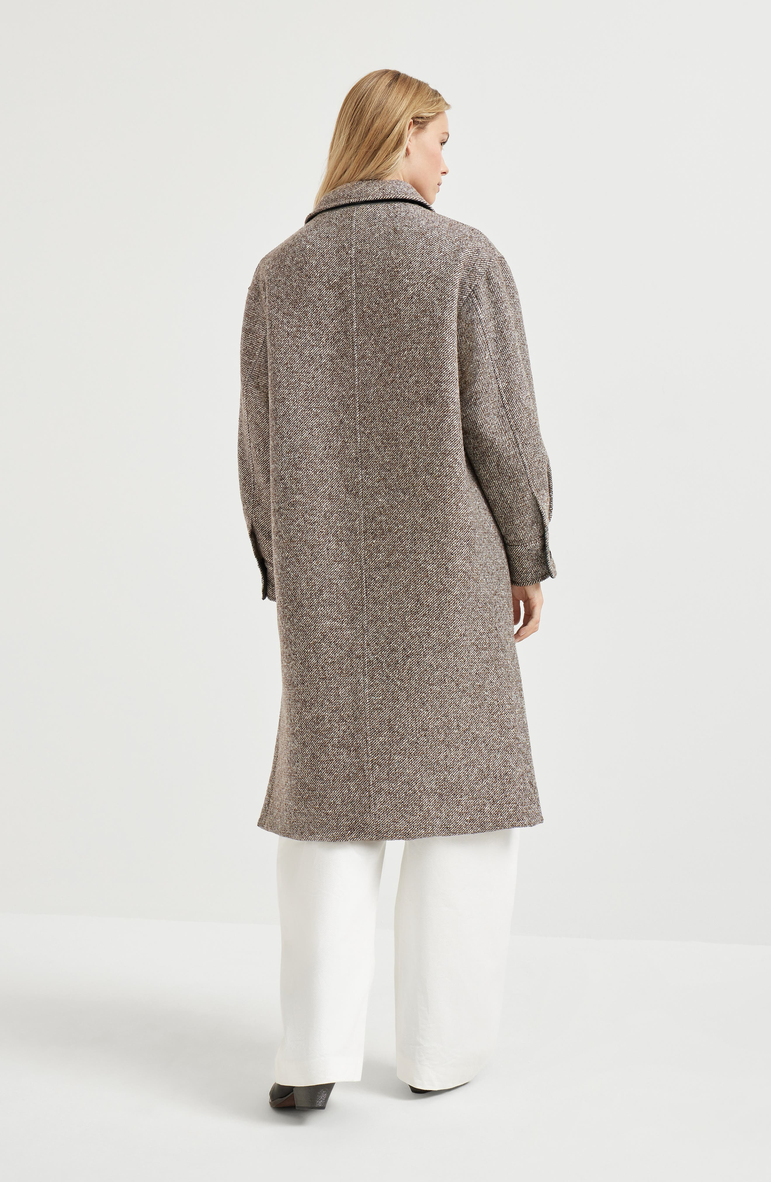 Brunello Cucinelli Mélange diagonal coat in Light Brown at Nordstrom - 3