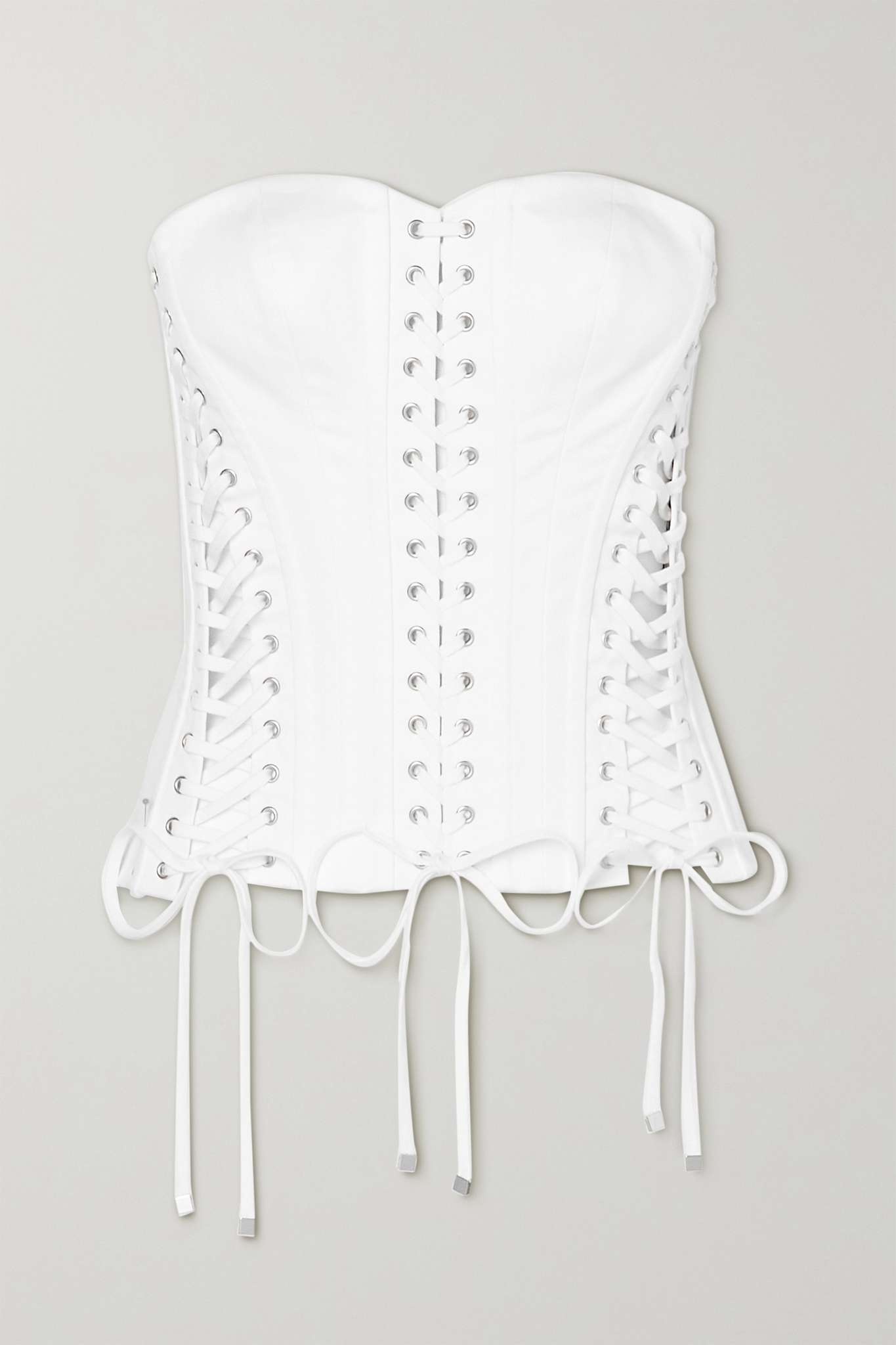 Strapless lace-up cotton-blend gabardine bustier top - 1