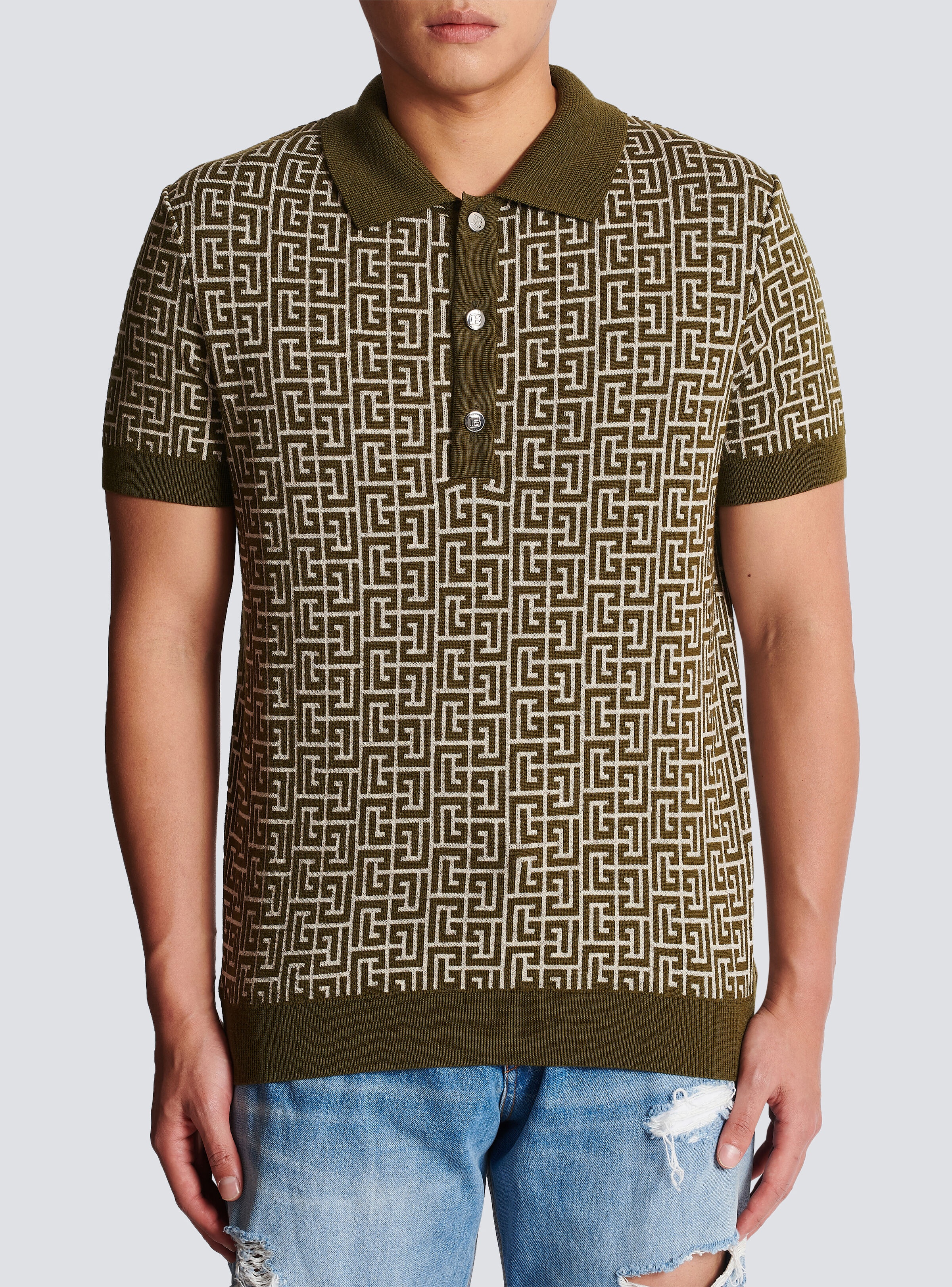 Wool polo shirt with monogram - 5