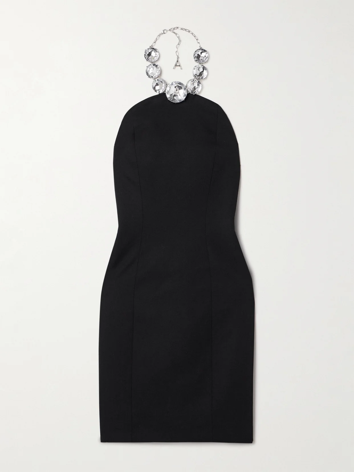 Embellished Wool-twill Halterneck Mini Dress - 1