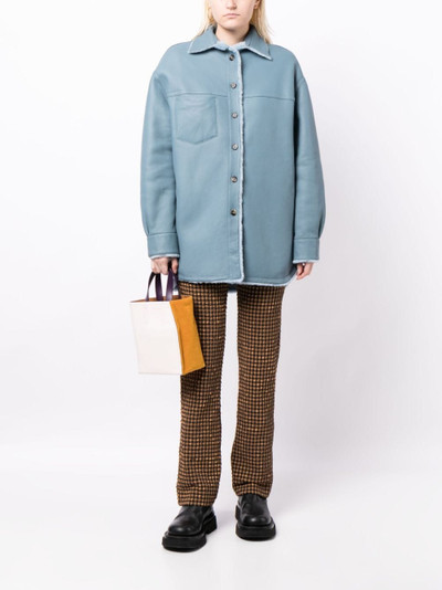 Marni logo-patch reversible leather jacket outlook