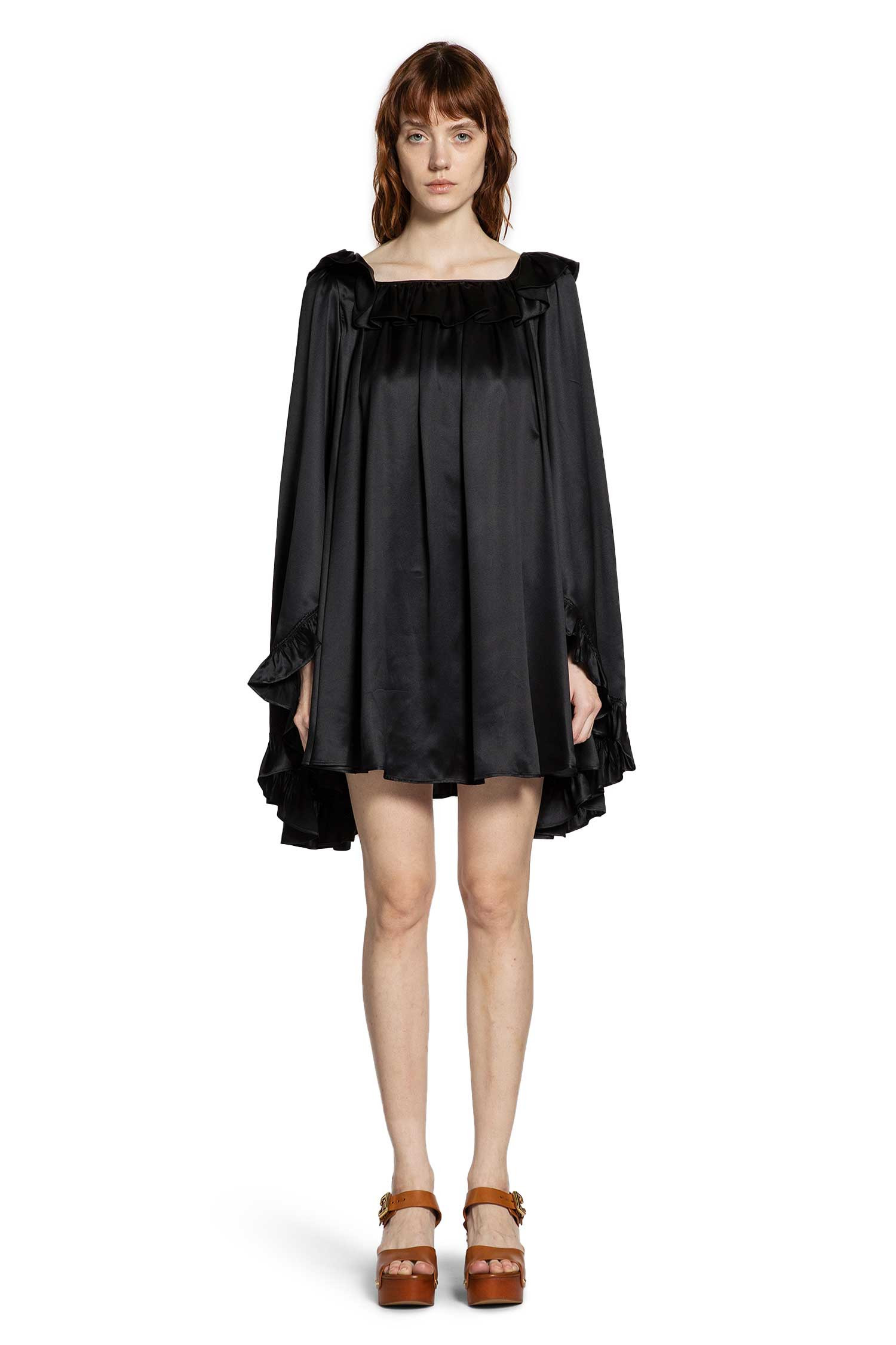 Pleated Mini Dress In Silk Satin - 2