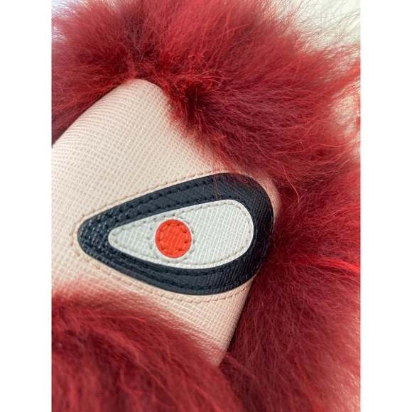 Fendi Red Fur Bag Bugs Leather Key Chain / Bag Charm - 9