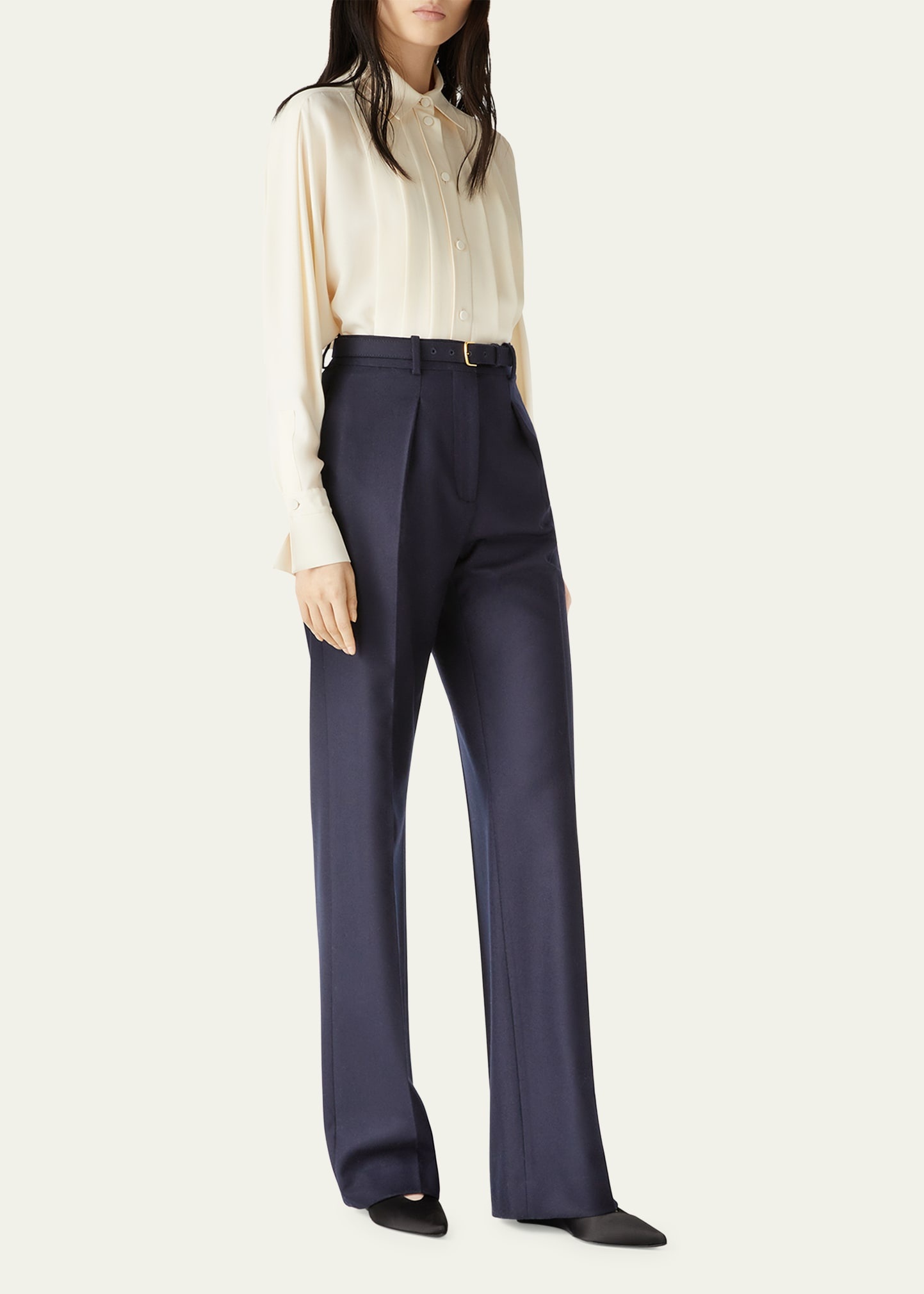 Edward Pintuck Belted Wool Cashmere Trousers - 2