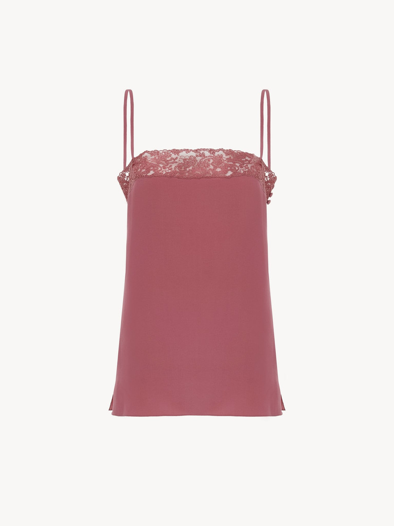 Chloé CAMISOLE TOP IN CRÊPE DE CHINE & LACE outlook