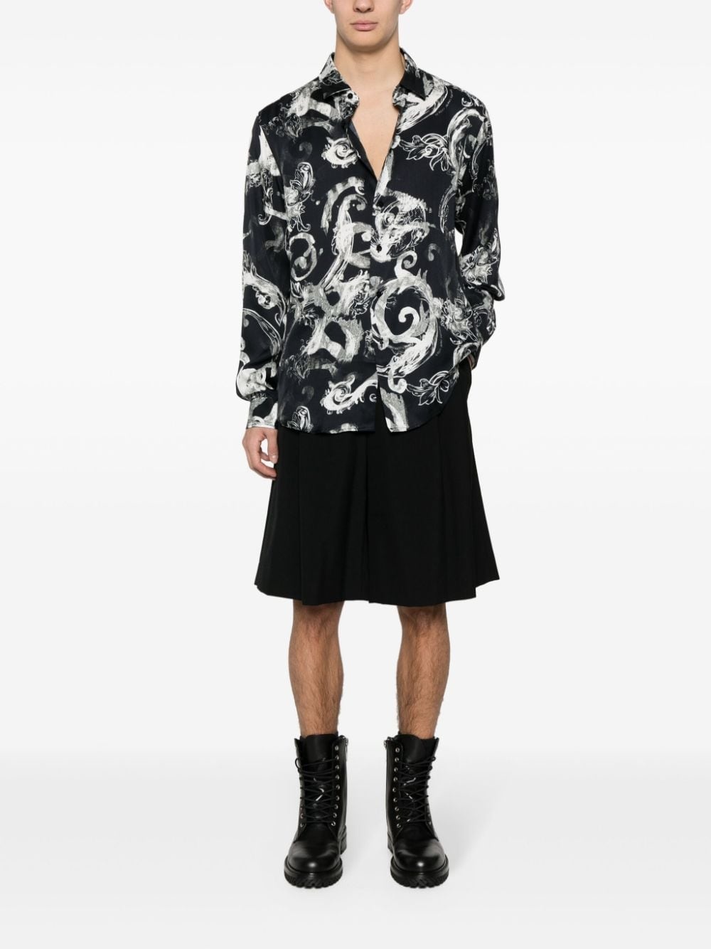 watercolour baroque-pattern shirt - 2