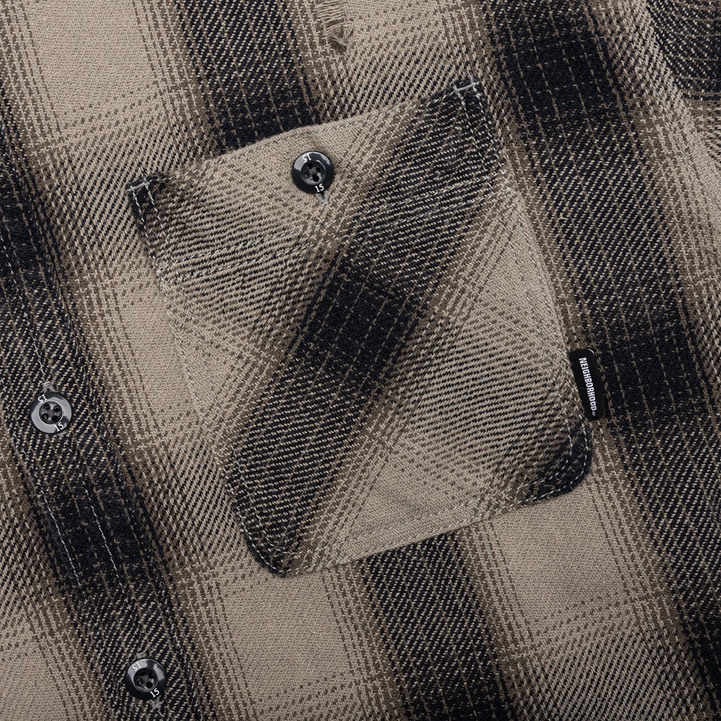 NEIGHBORHOOD SAVAGE BLOCK HOMBRE CHECK SHIRT LS - GREIGE
