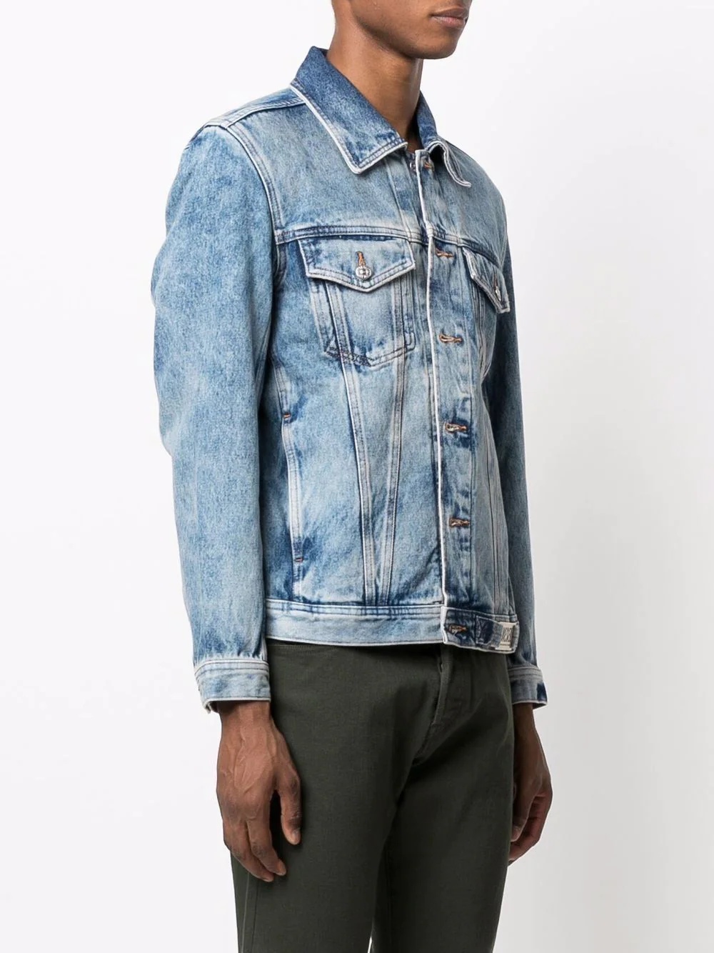 washed button-up denim jacket - 3