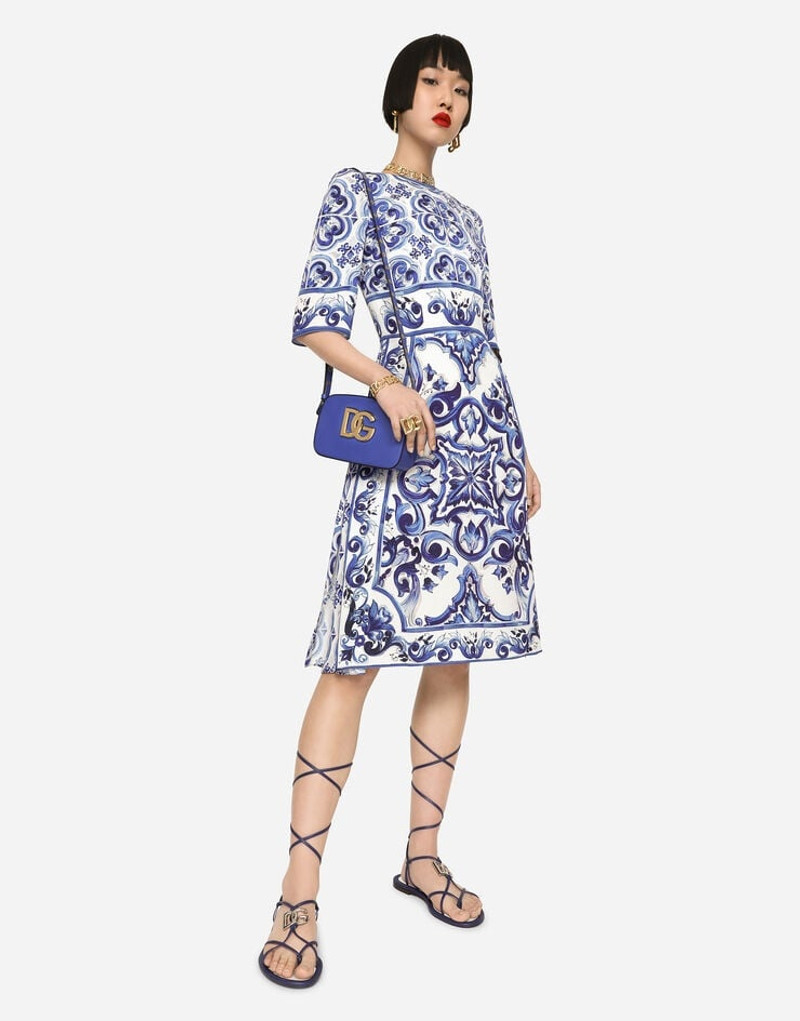 Majolica-print charmeuse midi dress 5