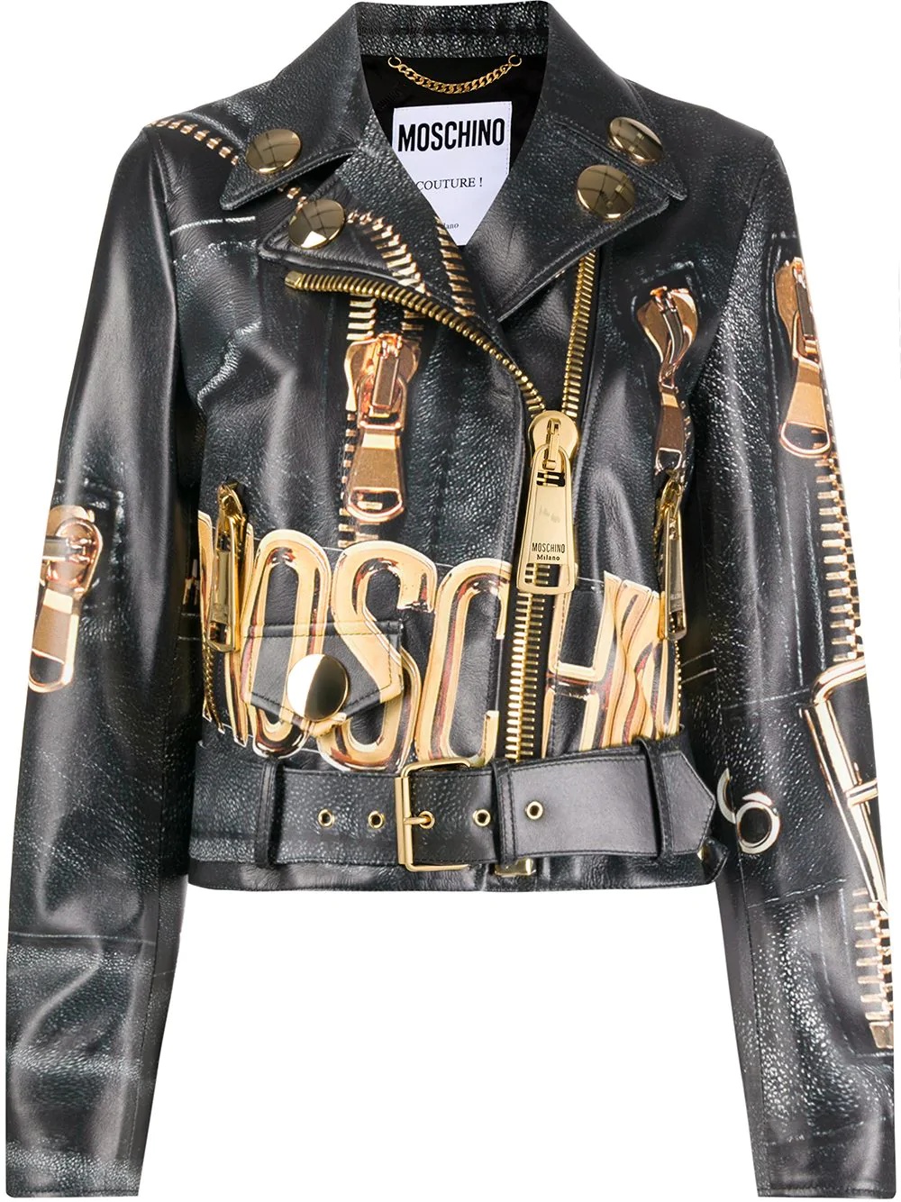 Macro Biker-print biker jacket - 1