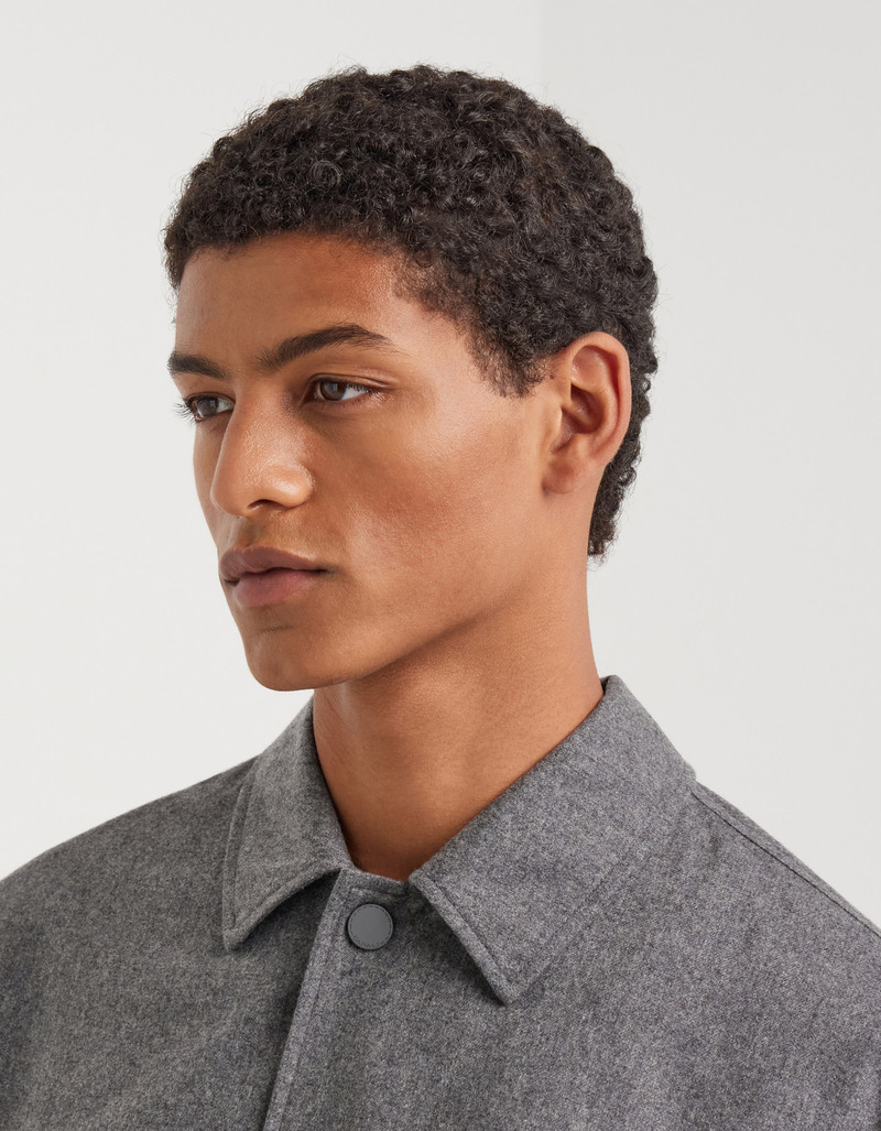 GRAY MÉLANGE LINED CASHMERE BLEND OVERSHIRT WITH MEMBRANE 5