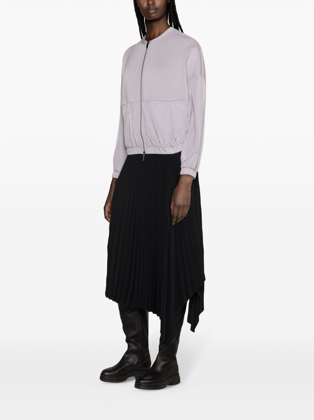 scuba-jersey panelled bomber jacket - 3
