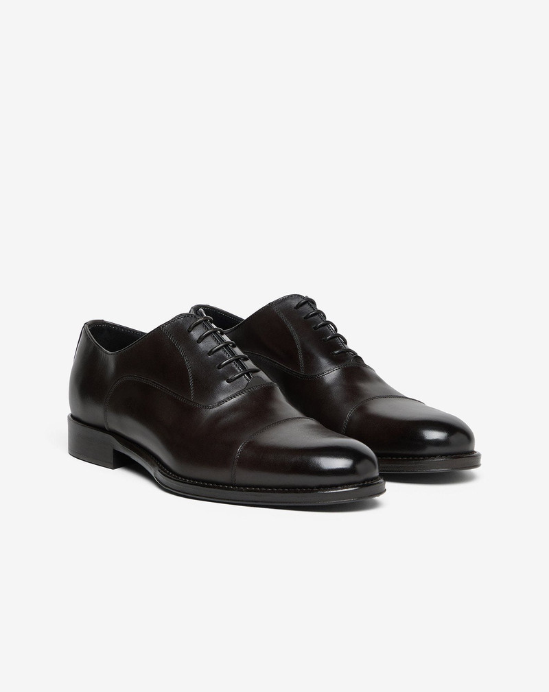 CORNELIANI Brown leather Oxford shoes outlook