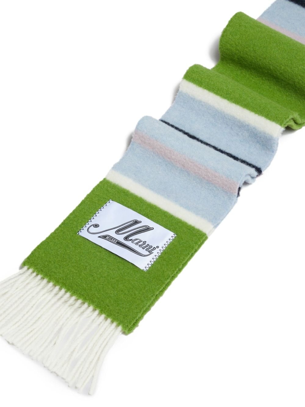 logo-patch striped scarf - 2