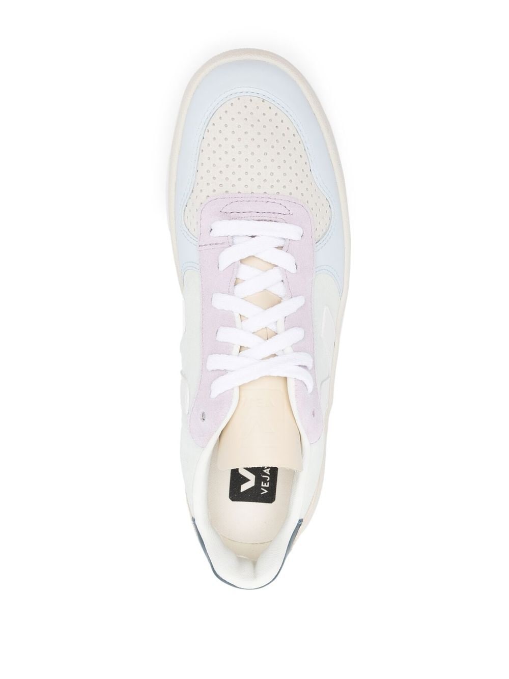 paneled-design leather sneakers - 4