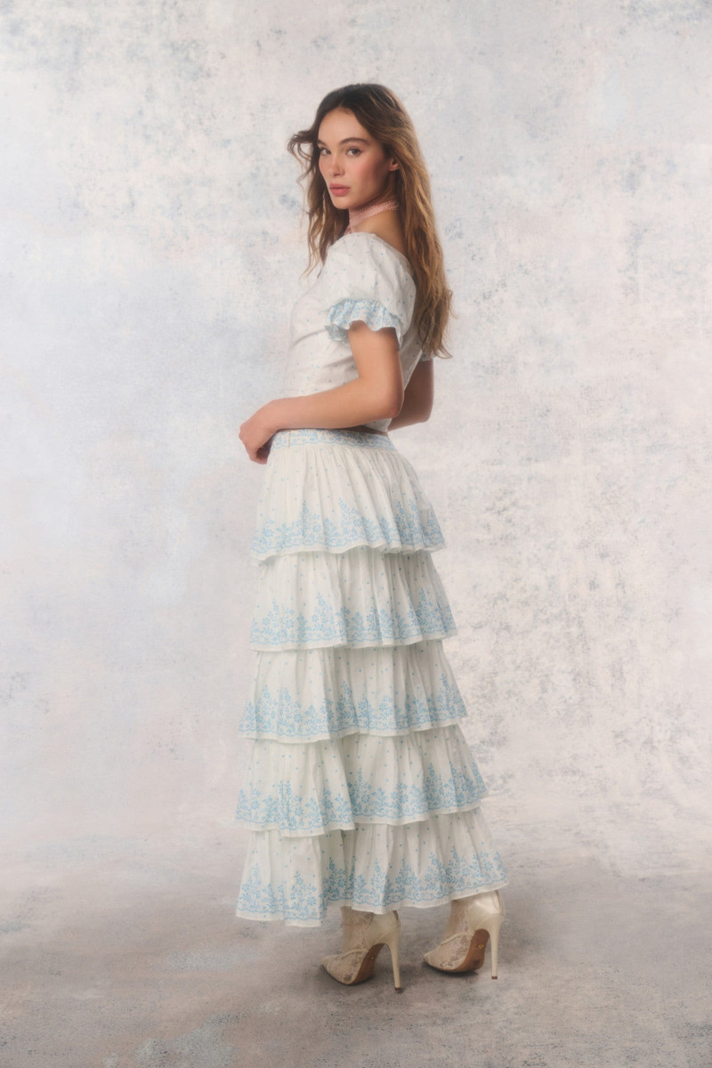 Re-Edition Julieta Cotton Tiered Maxi Skirt 4