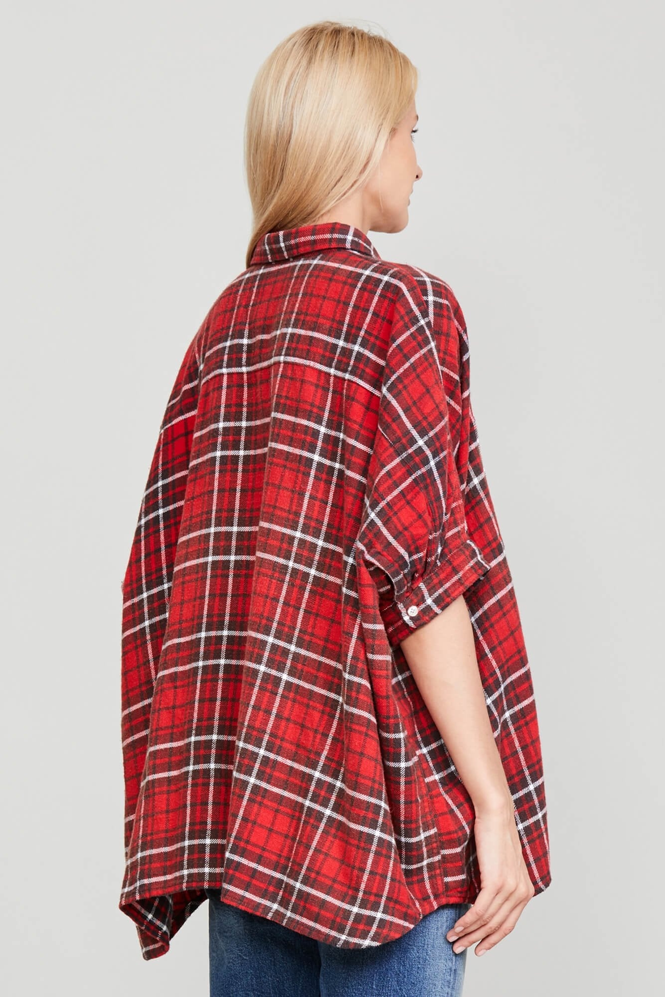OVERSIZED BOXY SHIRT - RED PLAID - 3