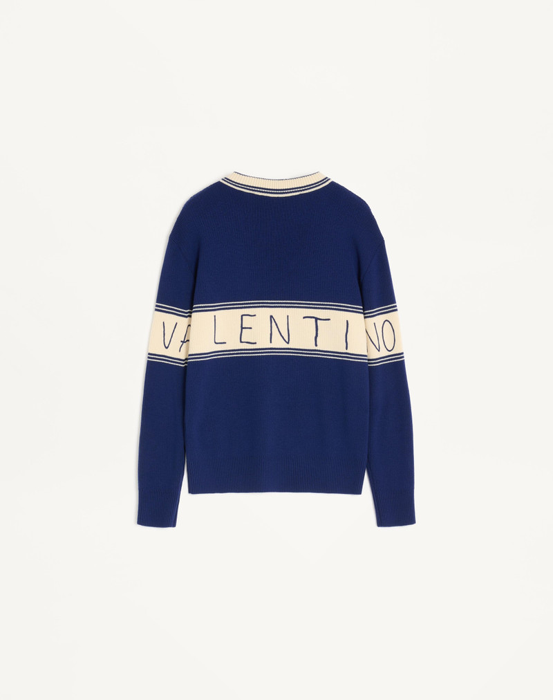 Valentino WOOL AND COTTON SWEATER WITH CHEZ VALENTINO JACQUARD PATTERN outlook