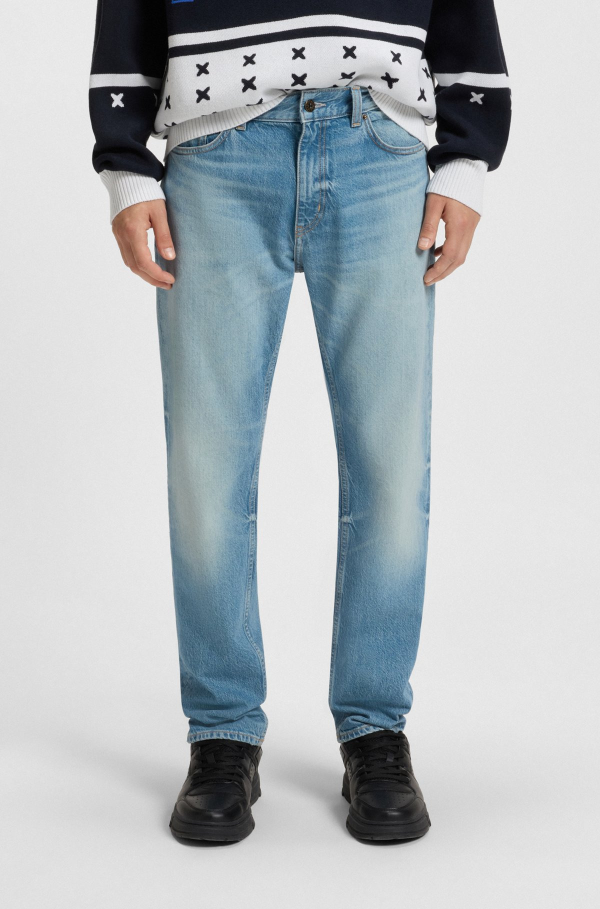 SLIM-FIT JEANS IN COMFORT-STRETCH GREEN-CAST DENIM - 2