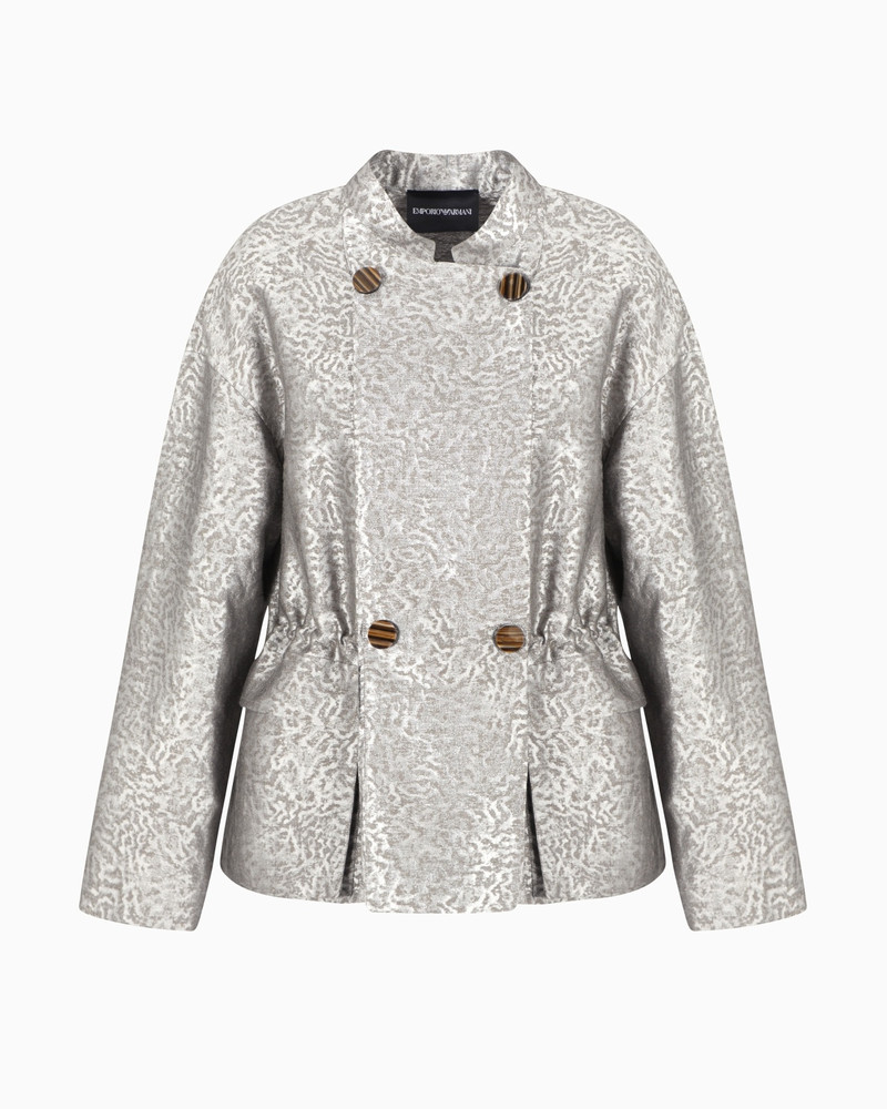 CAMOUFLAGE JACQUARD LINEN-BLEND JACKET WITH DRAWSTRING 1