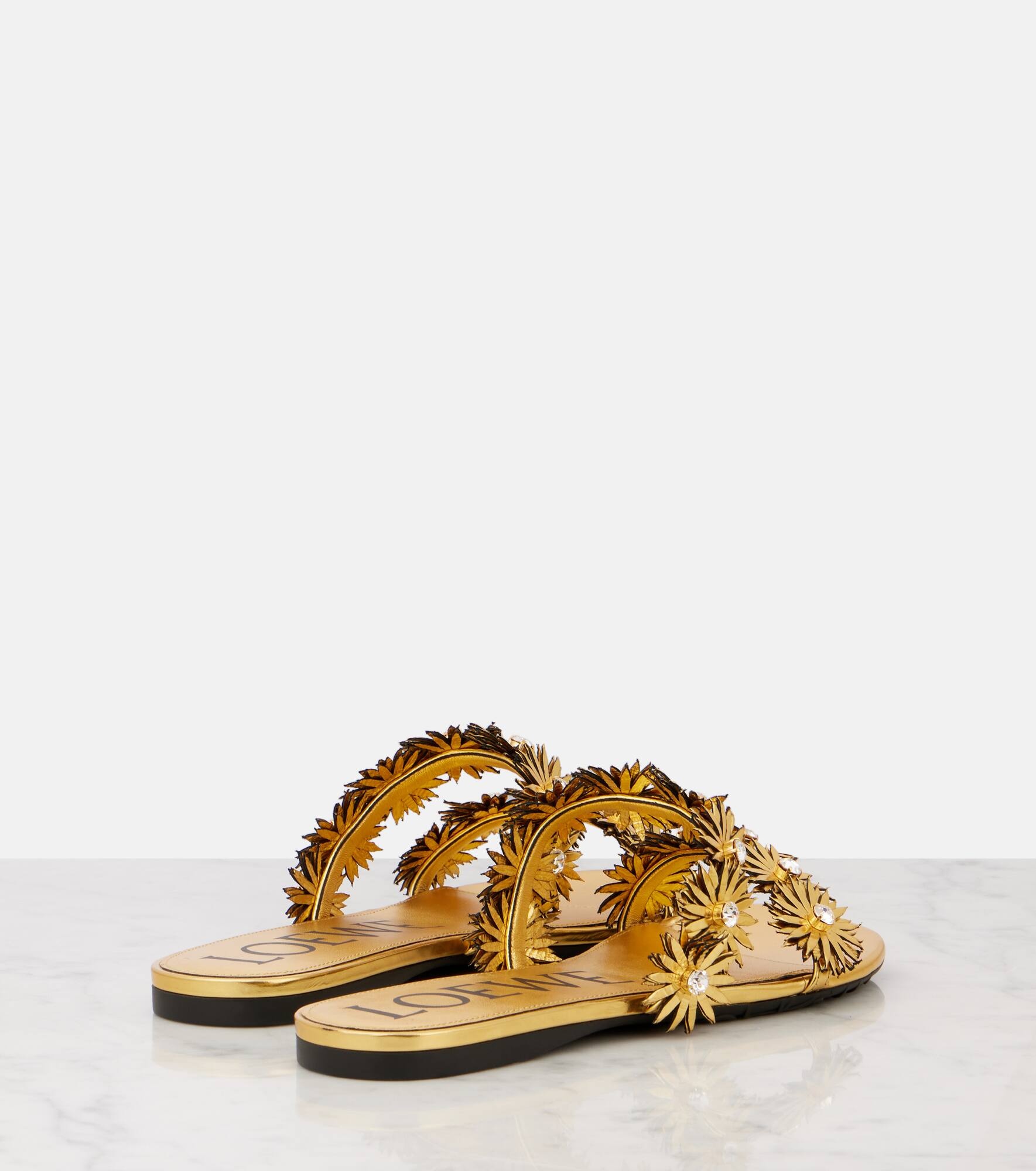 Petal Flower metallic leather sandals - 2