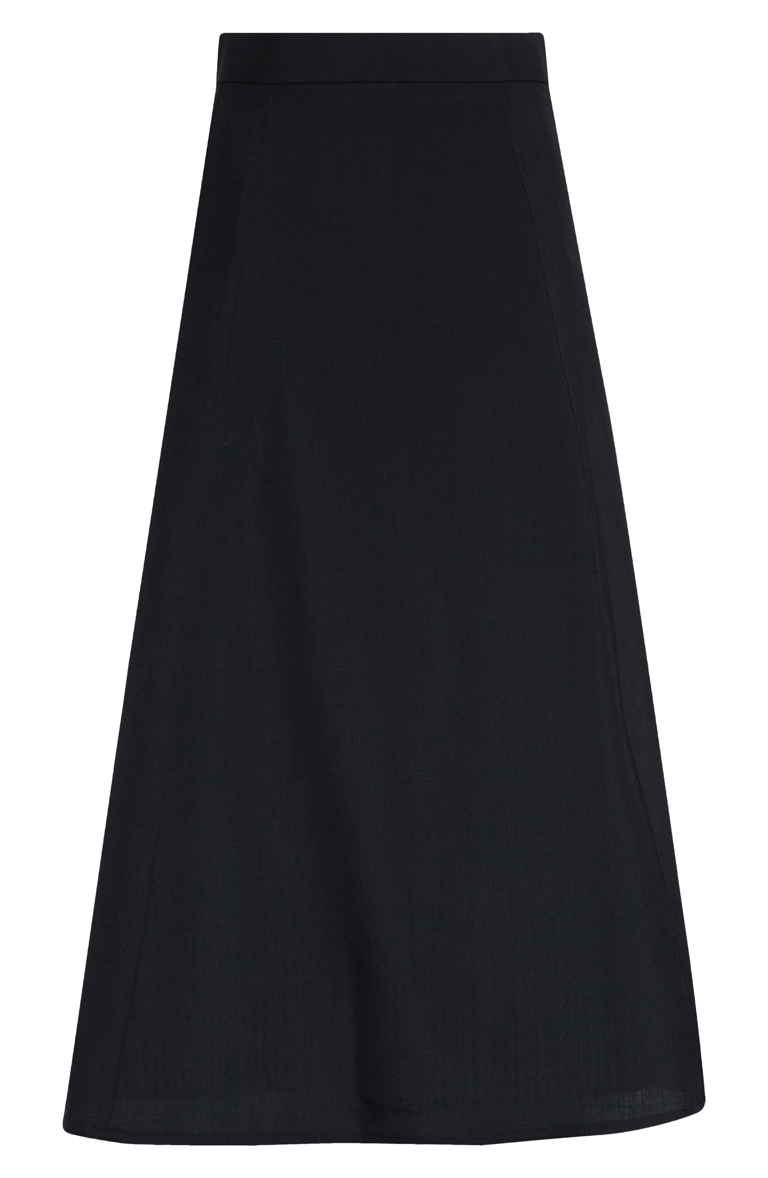 Thom Browne Wool Blend A-Line Midi Skirt in Black at Nordstrom - 6