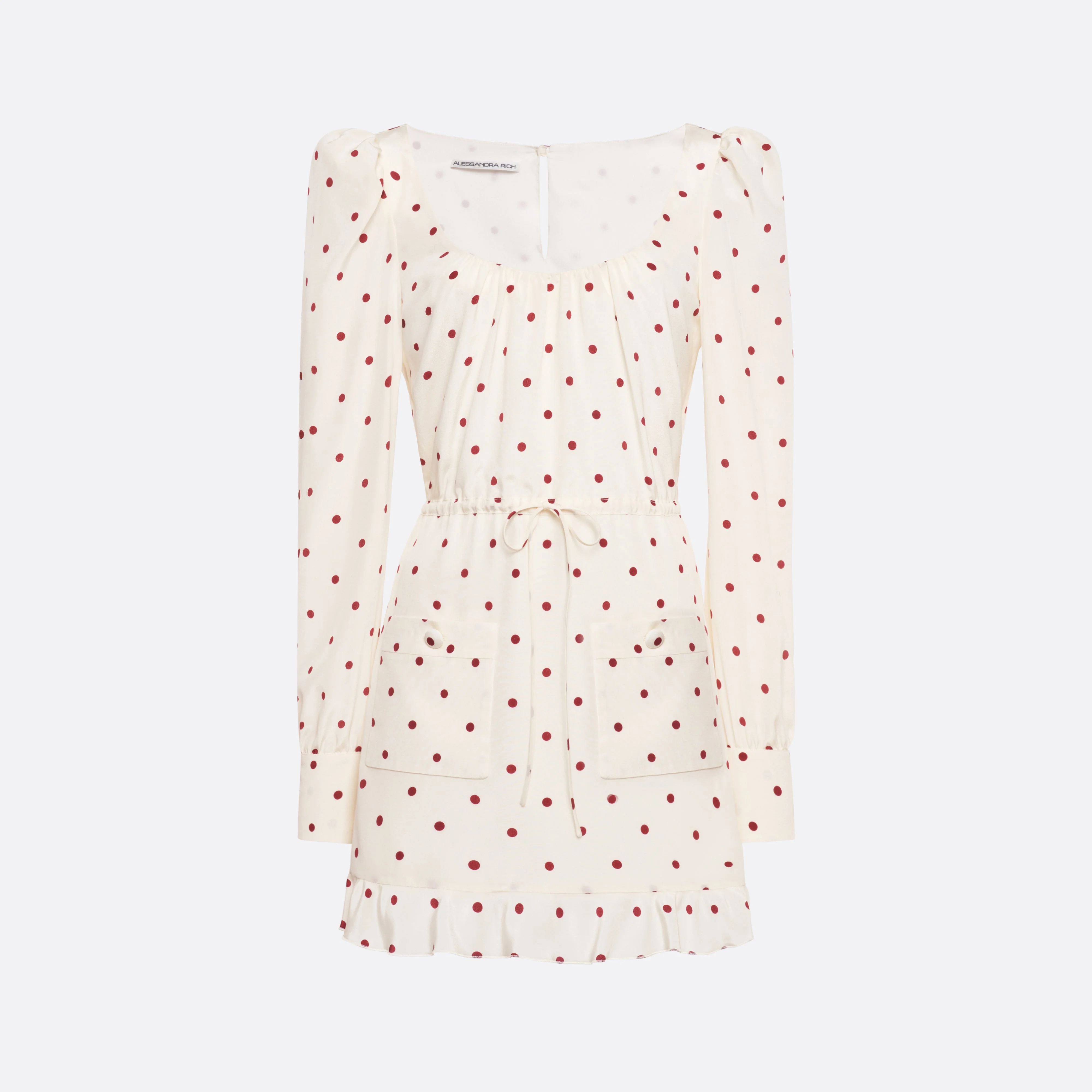 POLKA-DOT SILK MINI DRESS WITH SCOOPED NECKLINE - 1