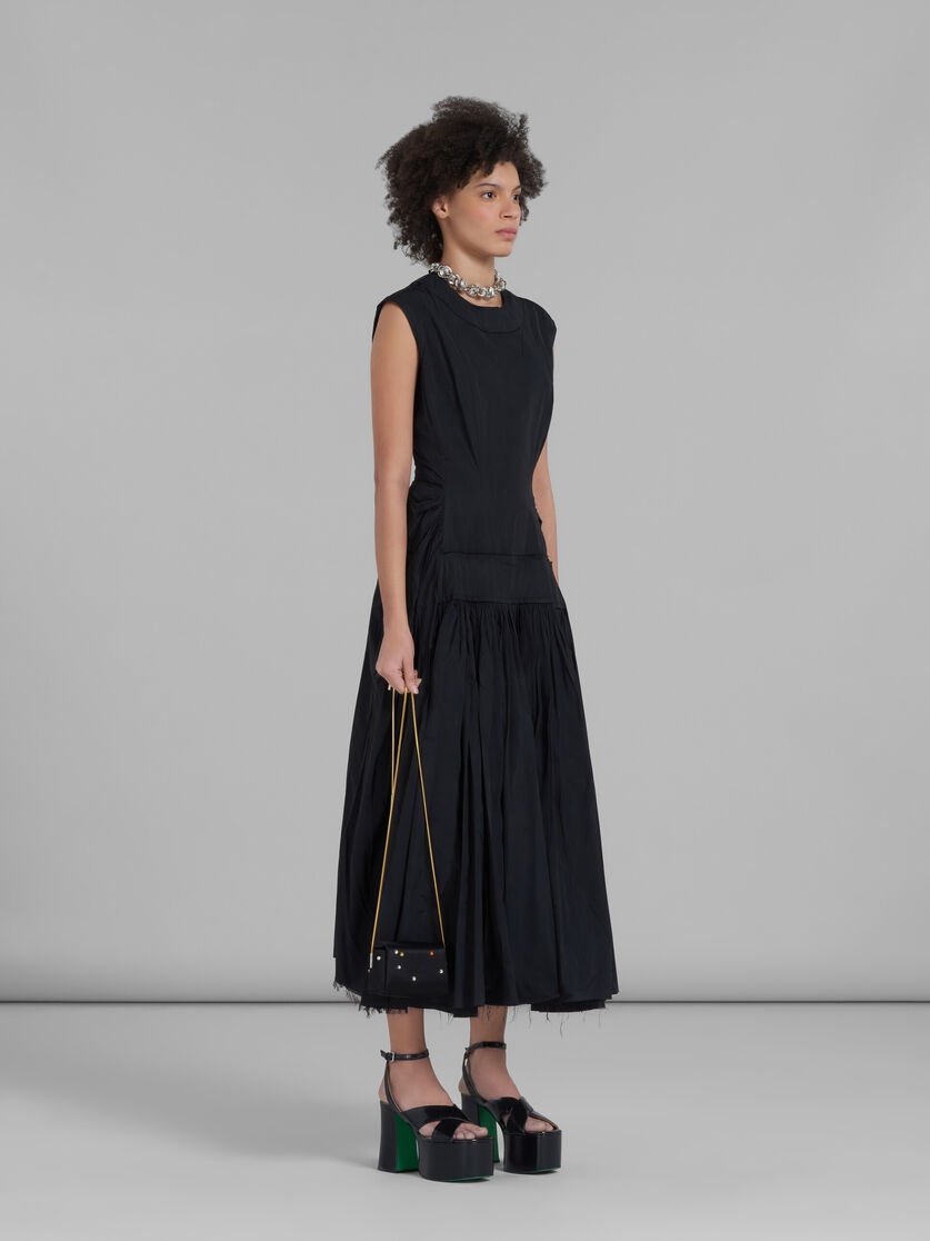 BLACK TAFFETA DRESS WITH APRON FRONT - 6
