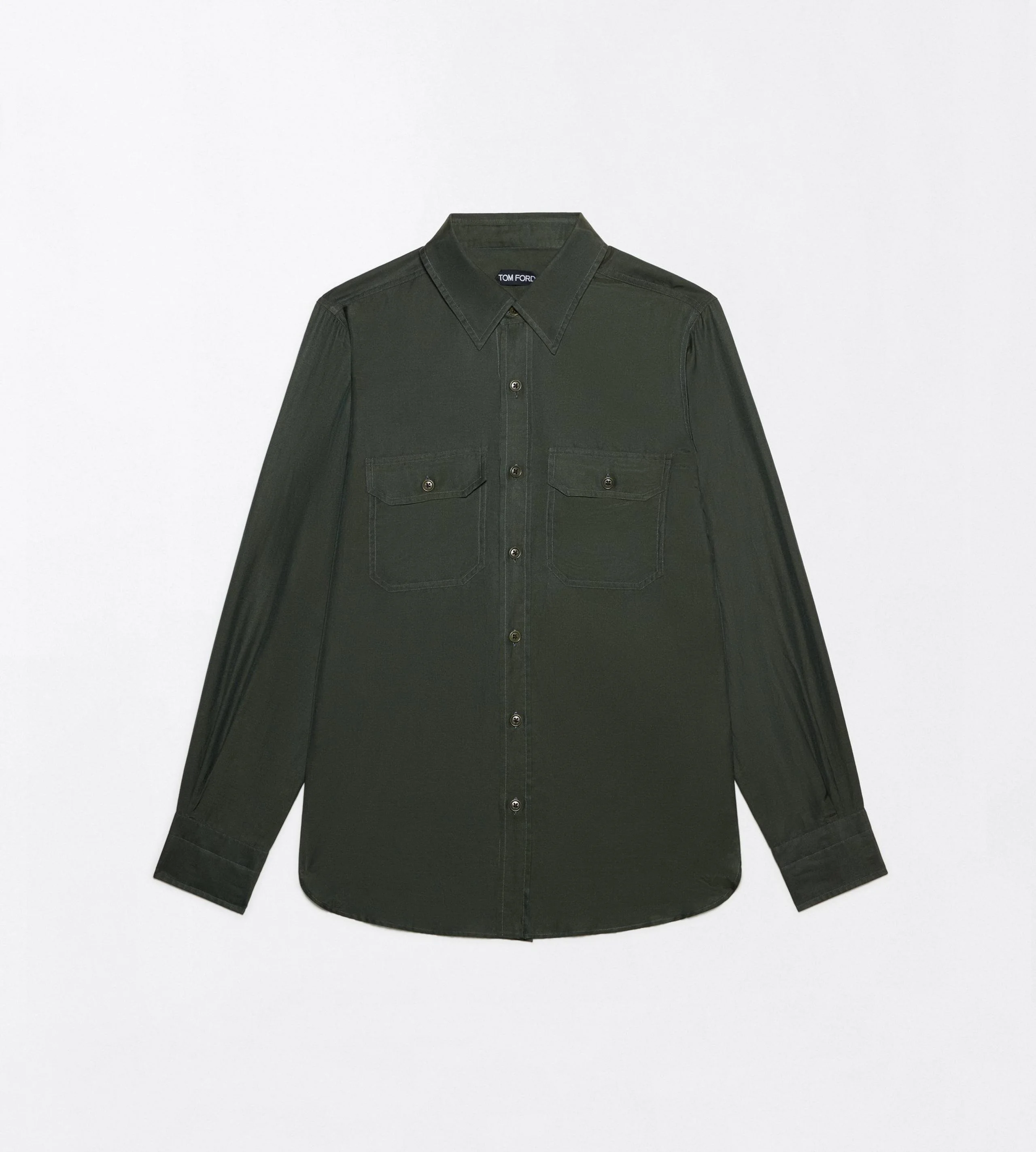 COTTON SILK WASHED TWILL MILITARY SHIRT - 1