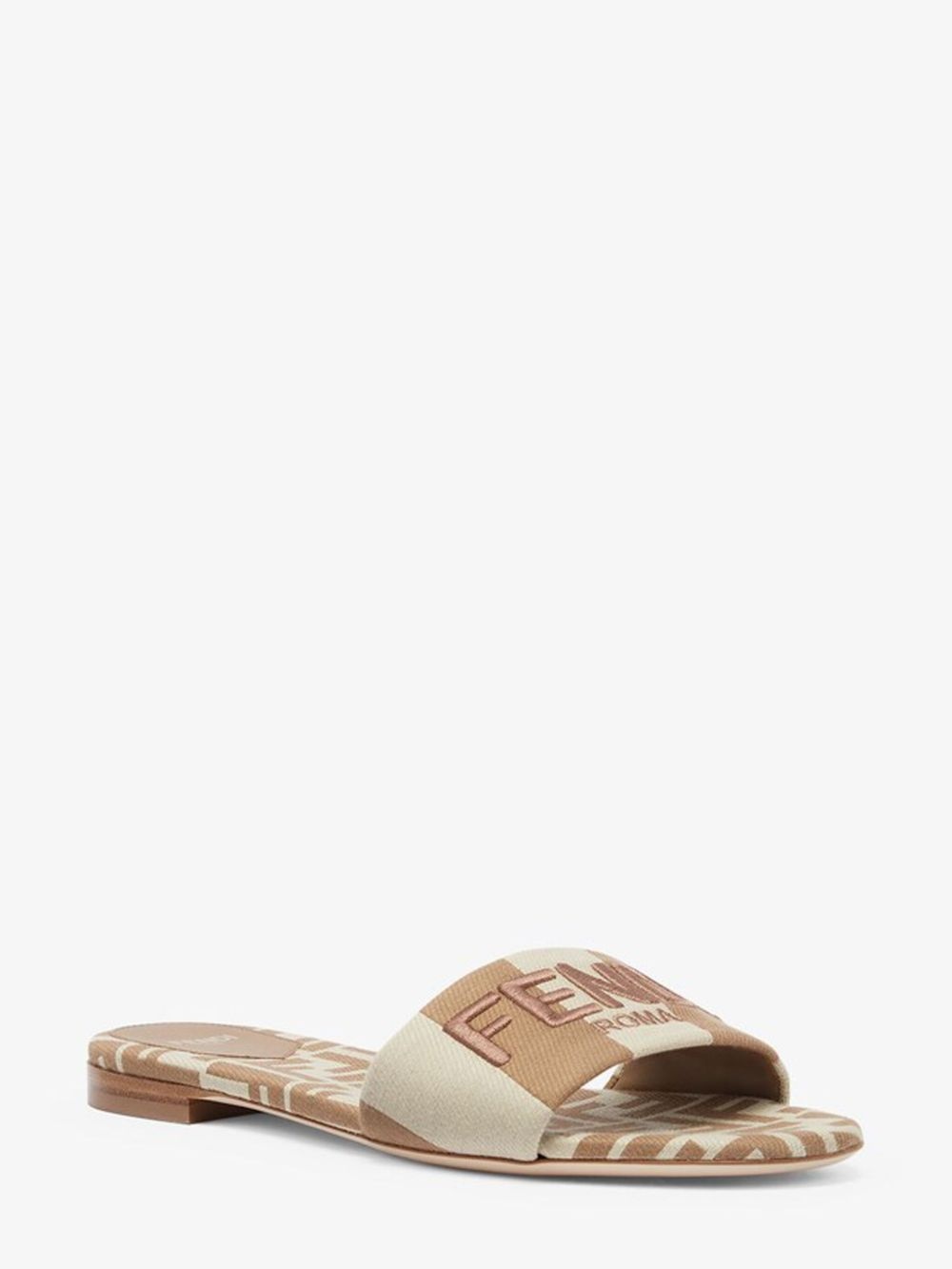 Signature Beige fabric slides - 2
