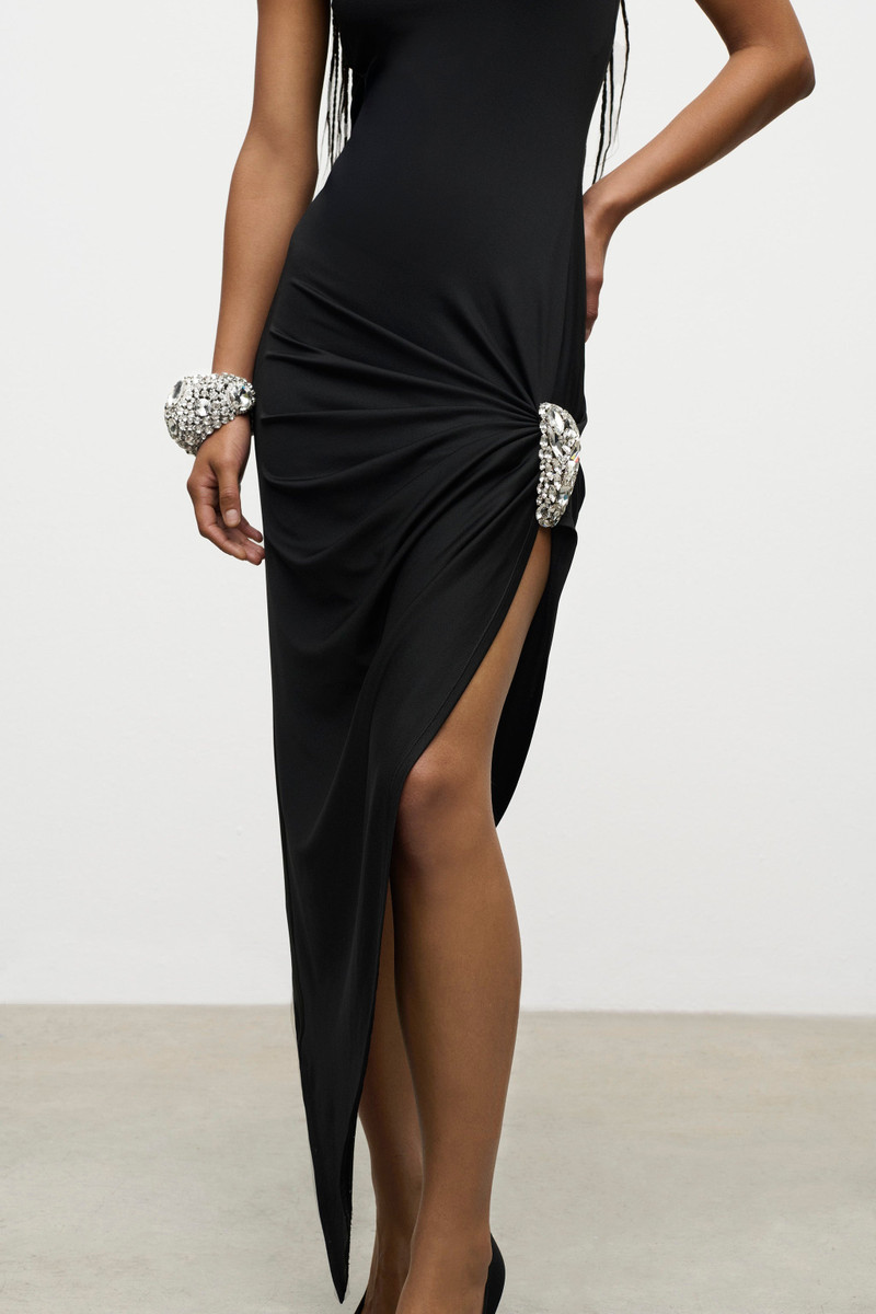 CRYSTAL CLUSTER DRAPED MIDI DRESS 5