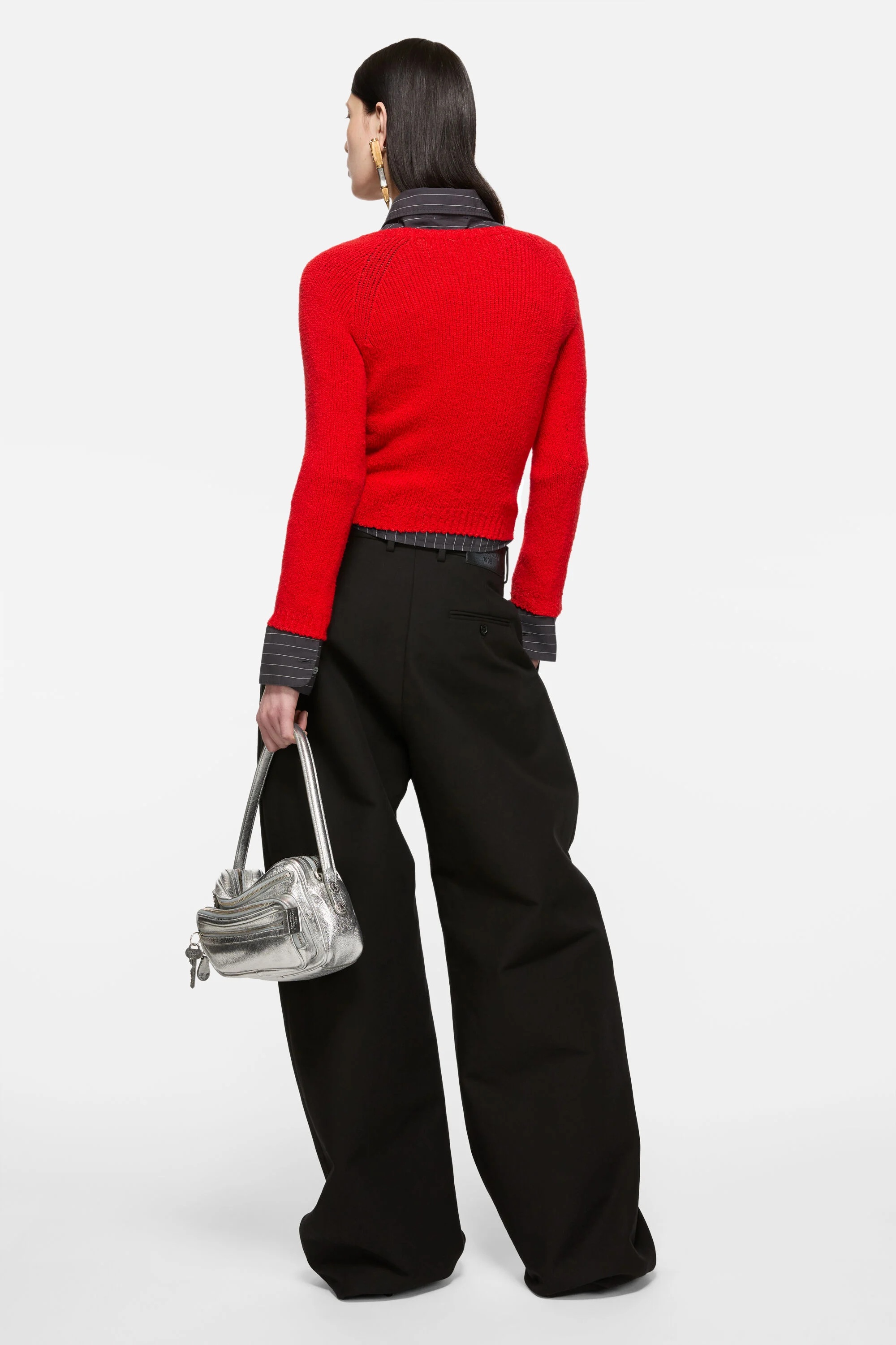 Cropped crewneck sweater - Bright Red - 3