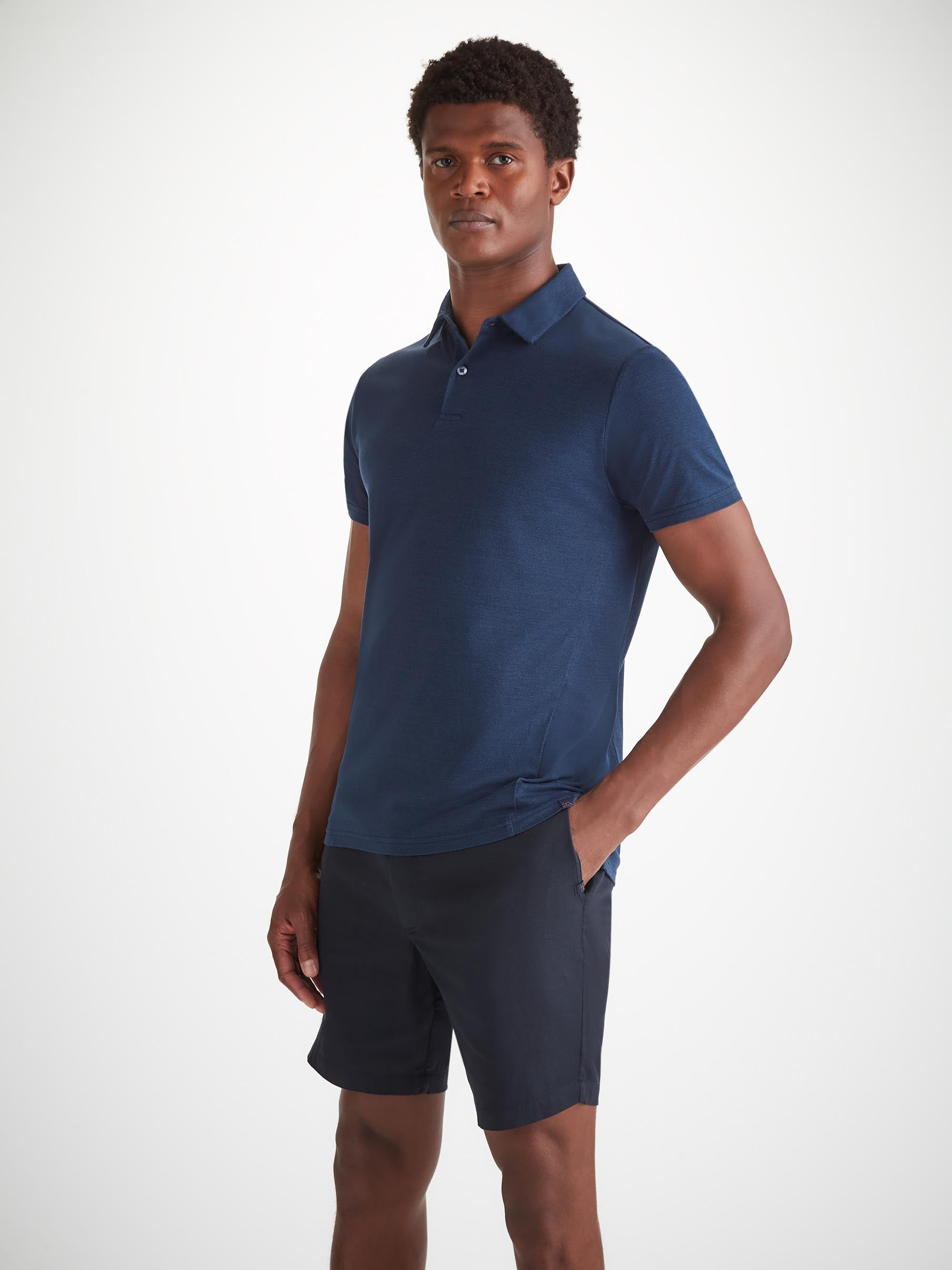 Men's Polo Shirt Ramsay 2 Pique Cotton Tencel Navy - 6