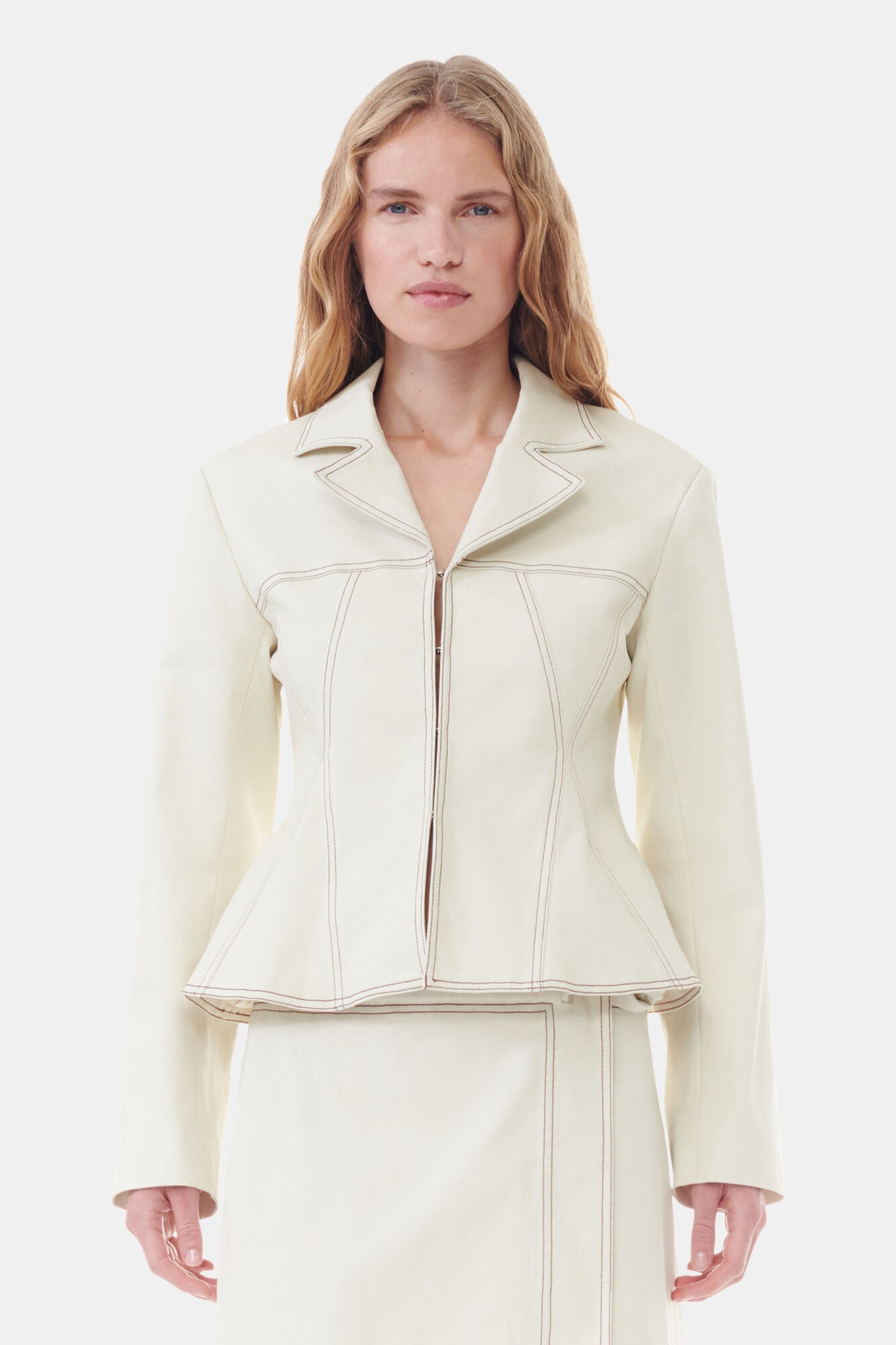 WHITE CANVAS FITTED BLAZER - 2