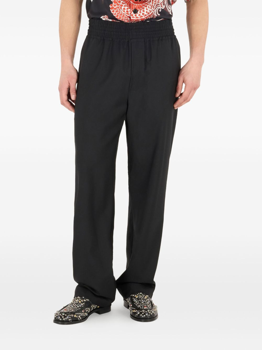 elasticated-waist virgin-wool trousers - 3