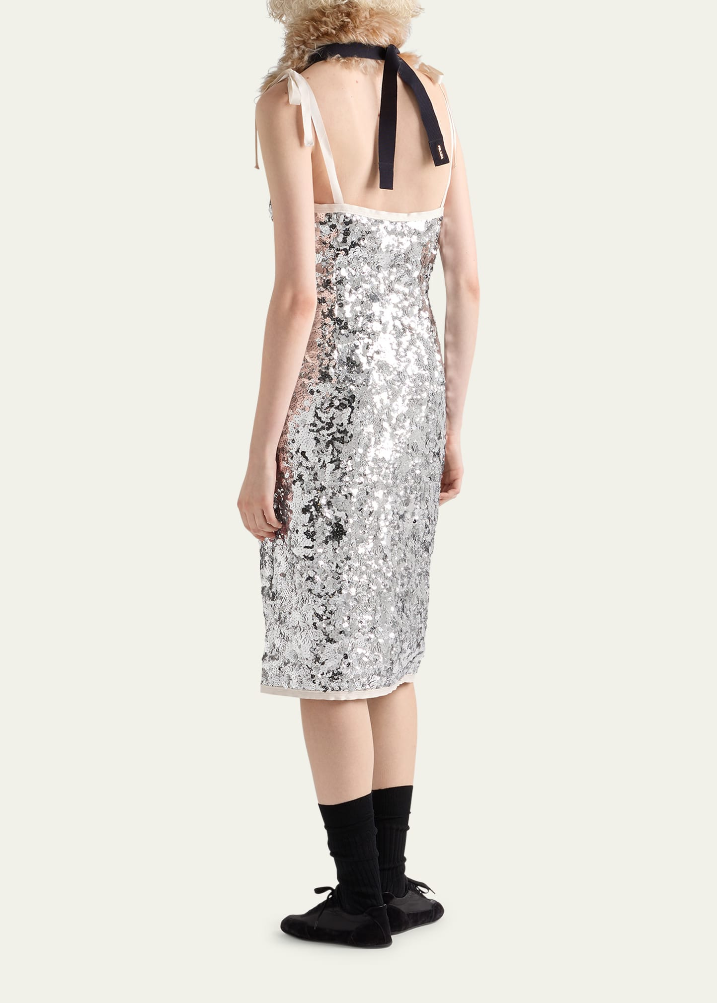 Sequin Tie-Shoulder Midi Dress - 3